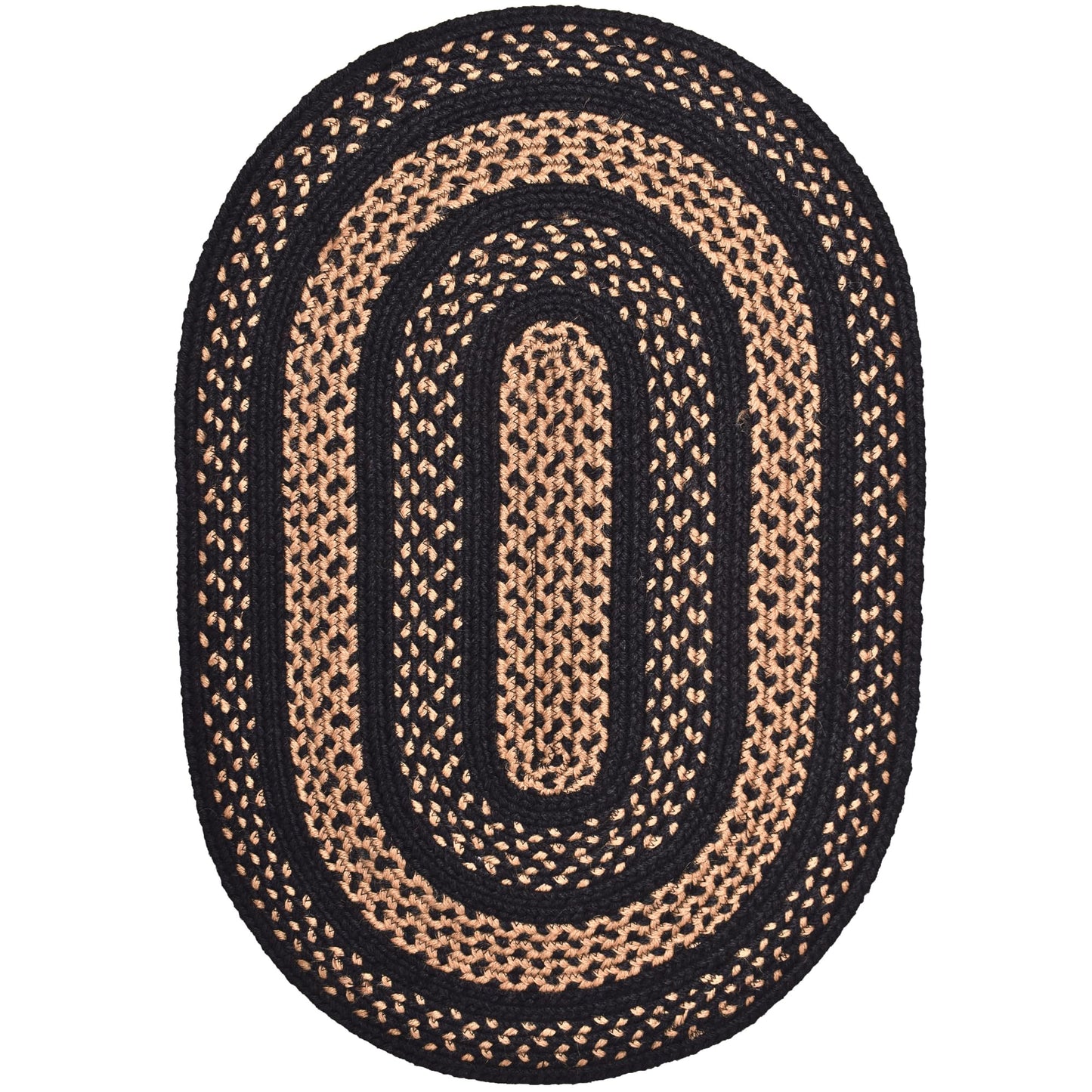 Charleston Oval Braided Rugs 27x45 - Ideal as Black and Tan Kitchen Rugs for Primitive Decor