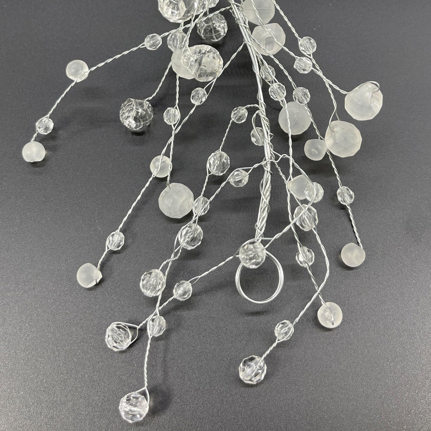 Galt International 192" Acrylic Crystal Diamond Garland Wire String Frosted & Diamond Cut Beaded Glitter Gem String Decorative Garland (Clear/White) (Set of 4x48-in)