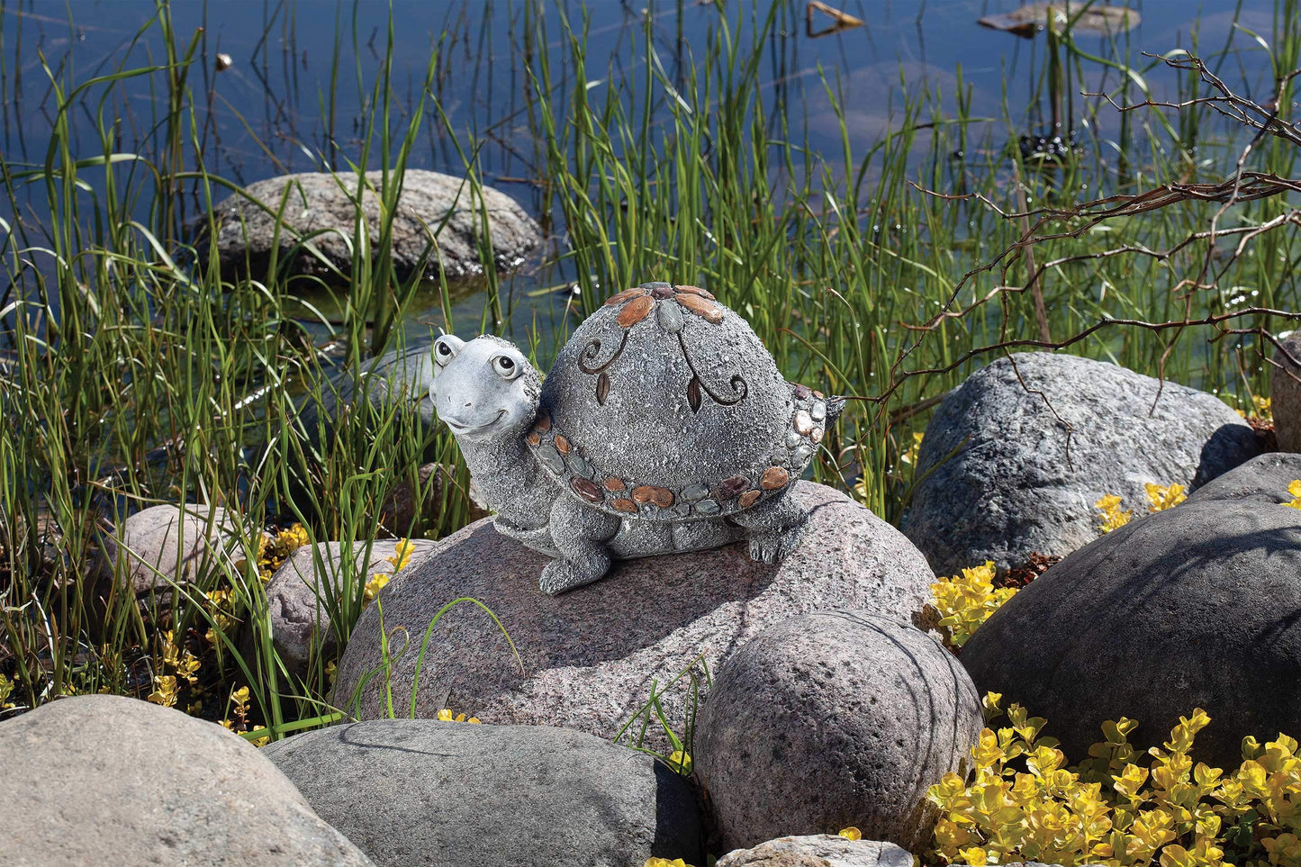 Roman Garden - Pebble Turtle Statue, 6H, Garden Collection, Resin and Stone, Decorative, Garden Gift, Home Outdoor Decor, Durable, Long Lasting