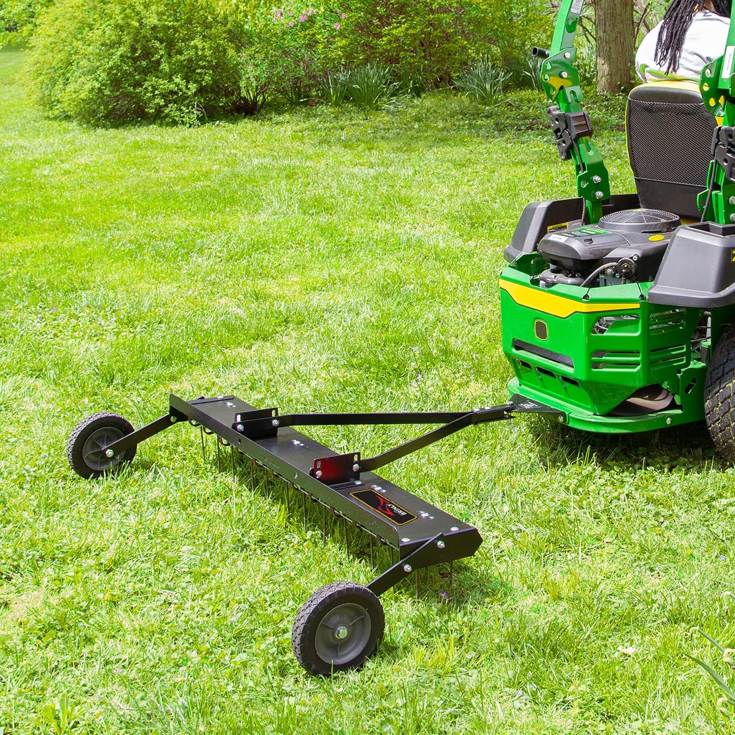 Brinly 48" Tow Behind Grass Dethatcher, Removes Thatch on Large Lawns in Less Time - Matte Black