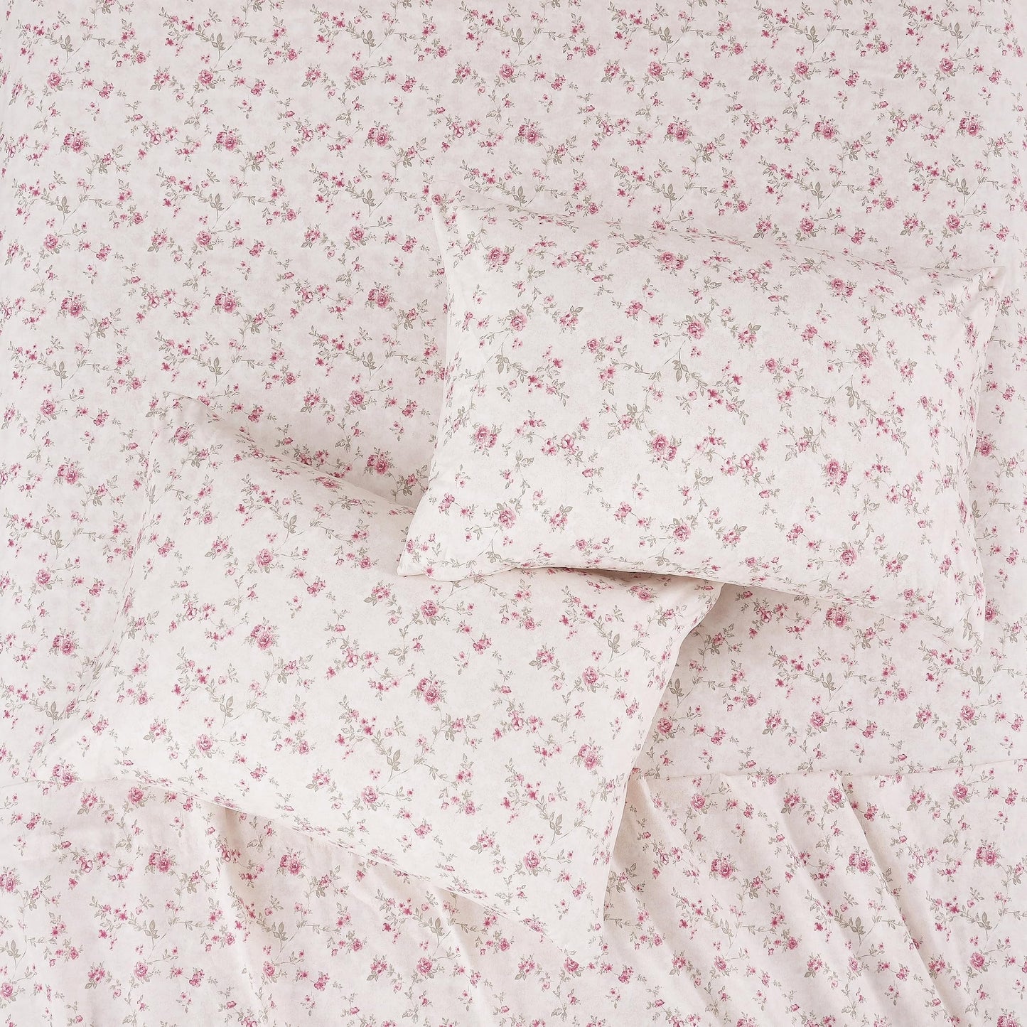 Modern Threads 4-Piece Ultra Soft Microfiber Bed Sheets Set, Wrinkle Free Sheets with Deep Pockets Fitted Sheet, Flat Sheet & Pillowcases, Lightweight Breathable Bedding, Floral Rose, Queen