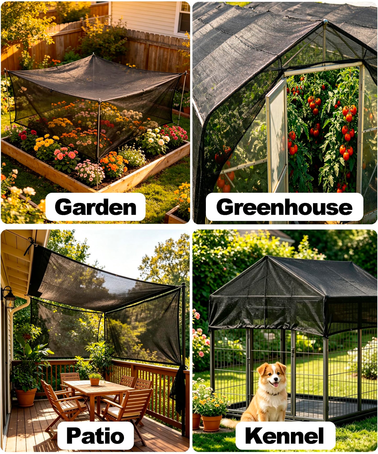e.share Sun Shade Cloth, 40%-50% Sun Block Mesh Net, 10FT x 6.5FT Breathable Black Screen for Garden Greenhouse Patio Plants Vegetables Flowers