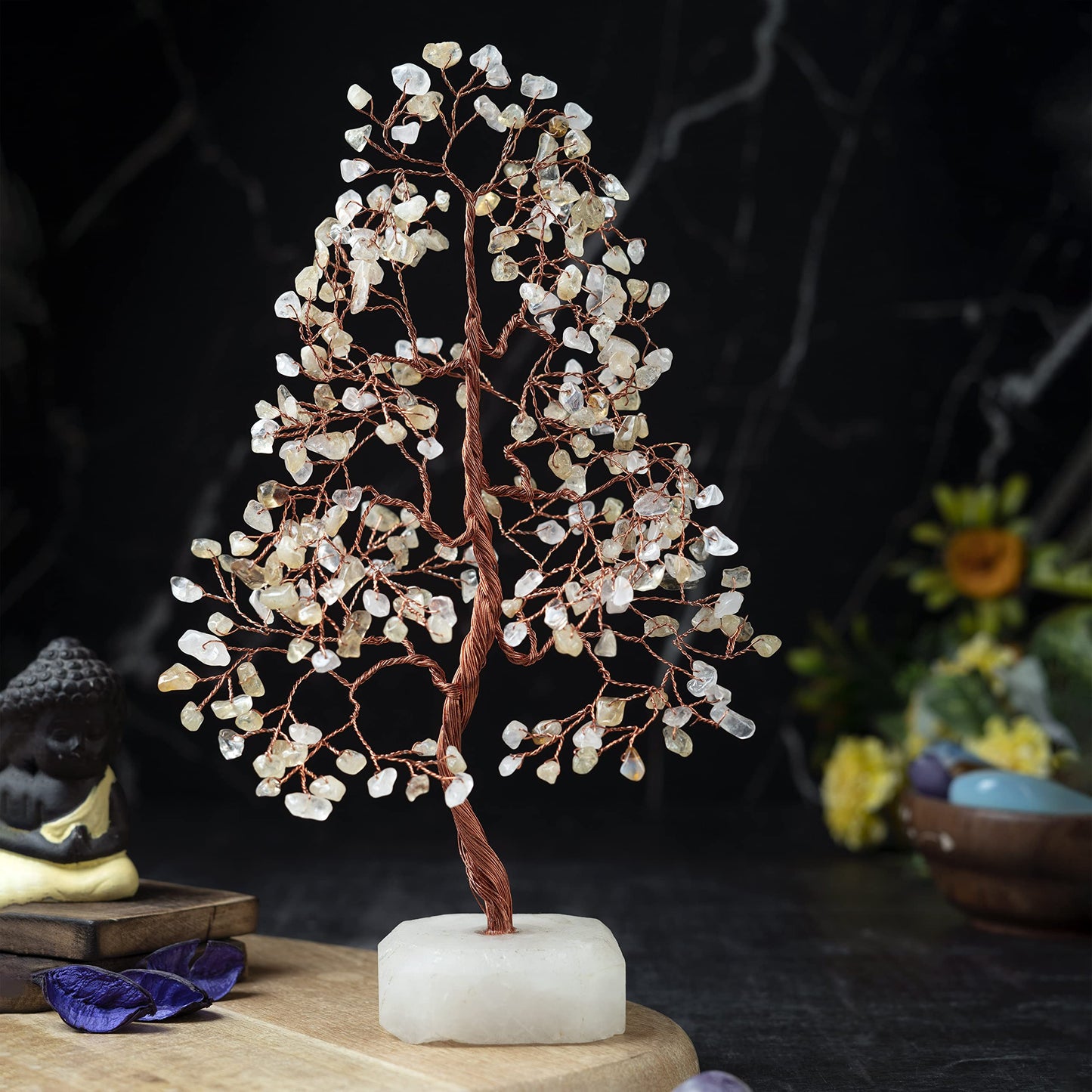 Crocon® Citrine Crystals Tree of Life Quartz Base, Birthday Gifts for Women, Men Home & Office Decor Money Tree Healing Crystals Womens Gifts Ideas House Warming Gift Sister Unique Decoration Present