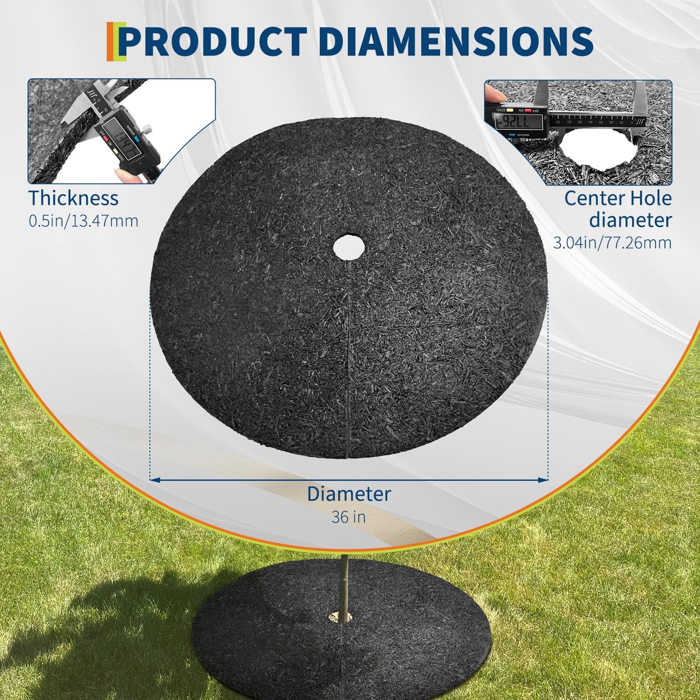 ActiveTrail 6 Pack 36" Rubber Tree Ring,Tree Mulch Mat Tree Weed Barrier for Landscaping Weed Grass Control Root Protection,No Landscape Spike Needed