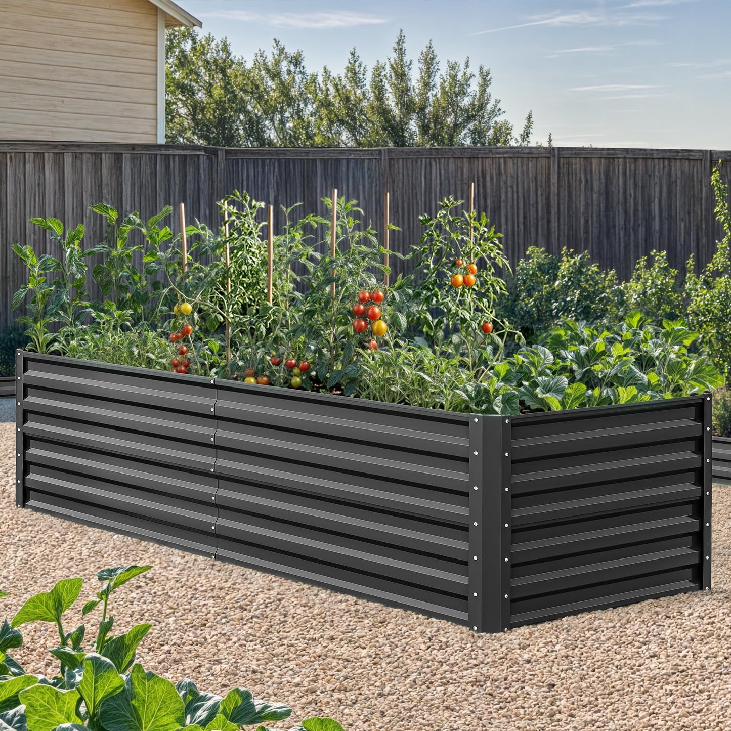 YITAHOME 72x36x24 in 2pcs Galvanized Raised Garden Bed Kit, Large Metal Planter Box with Gloves & Support Rod, Outdoor Flower Bed for Plants Vegetables, Black