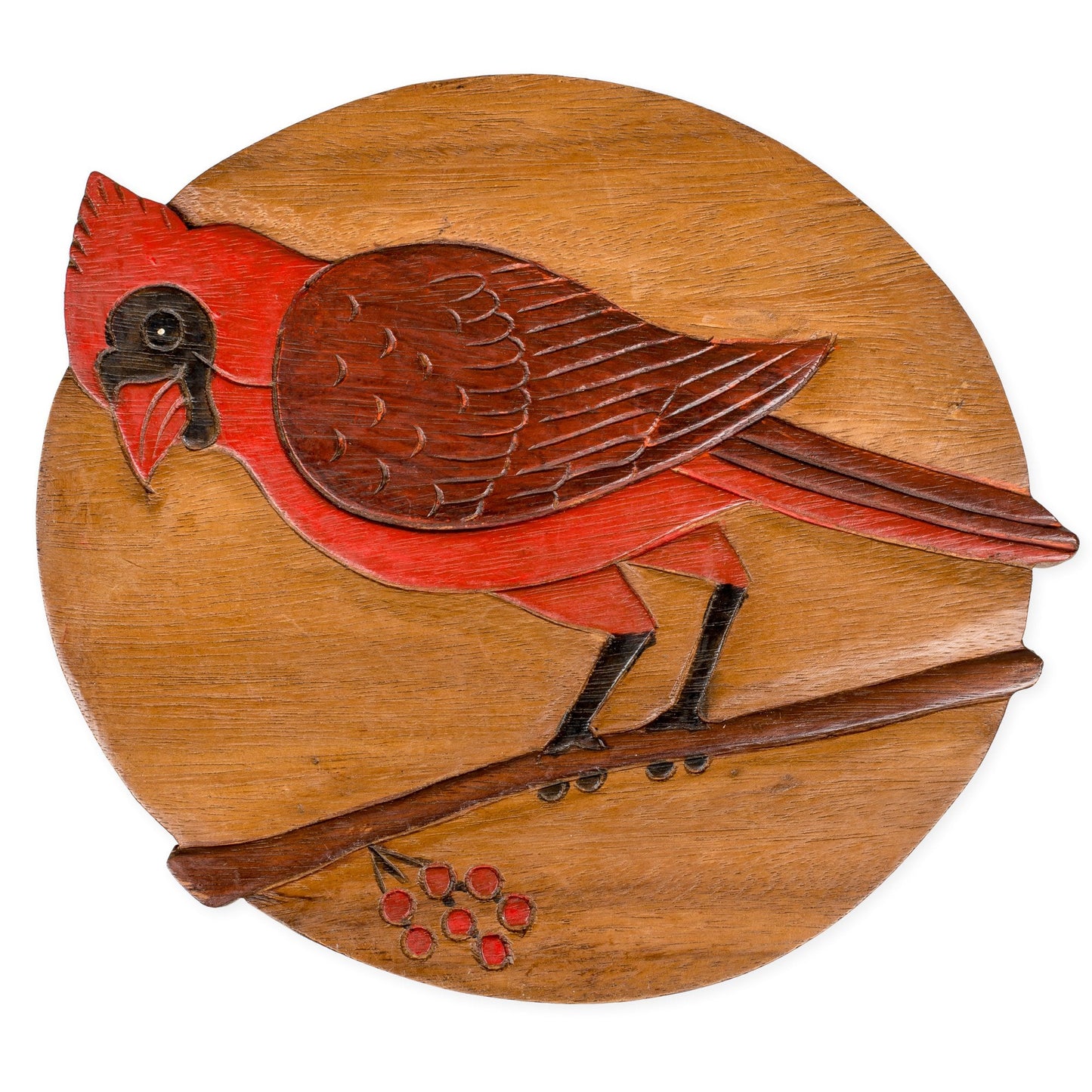 Sea Island Imports Cardinal Design Hand Carved Acacia Hardwood Decorative Short Stool