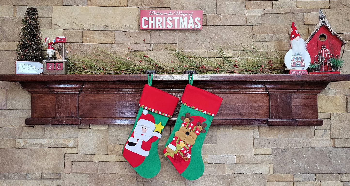 Lulu Decor, Low Profile Christmas Stocking Holders, Set of 2 Bases, Strong Heavy Stocking Holders (Log Design)