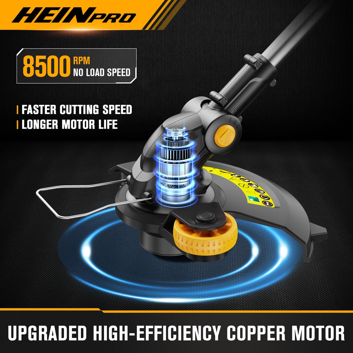HEINPRO Cordless String Trimmer Compatible with Dewalt 20V MAX Battery, 12-Inch Weed Wacker Cordless Auto Line Feed,Electric Weed Eater Battery Powered Grass Trimmer w/6 Line Spools(Tool Only)