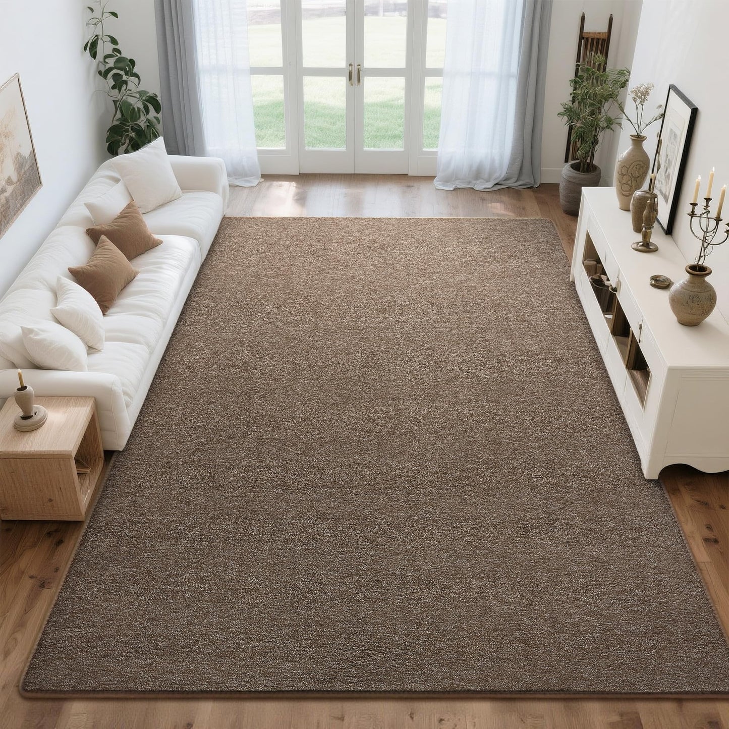 Tepook Soft Rugs for Living Room Bedroom, 4x6 Brown Modern Washable Non-Slip Area Rug, Indoor Memory Foam Carpets for Boys Girls Room Home Decor