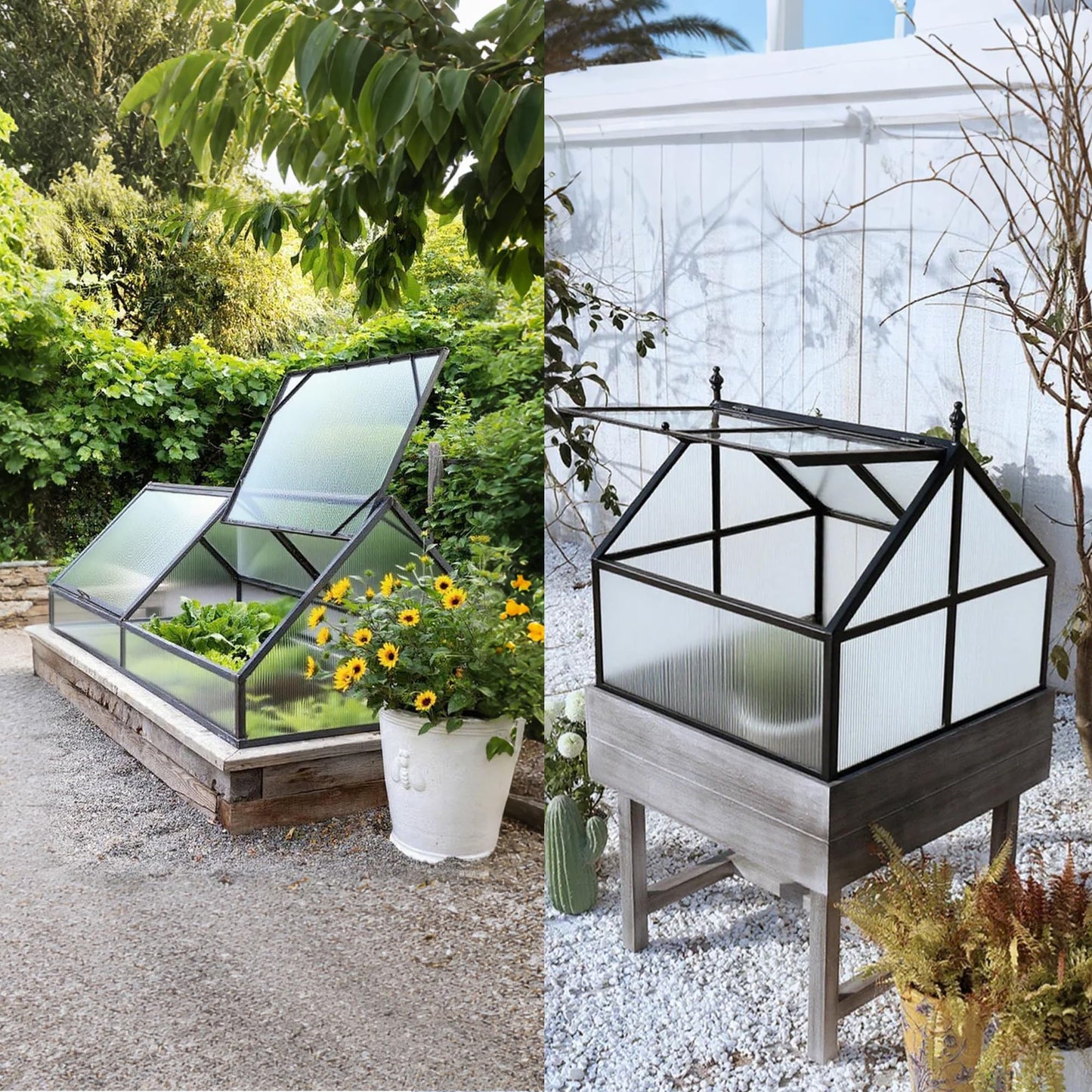 Quibbay 6PCS Polycarbonate Greenhouse Panels, 4' x 2' x 0.32'' Three-layer Honeycomb Panels Polycarbonate Sheet, Clear Waterproof UV Protected Corrugated Plastic Roof Panels for Greenhouse Replacement