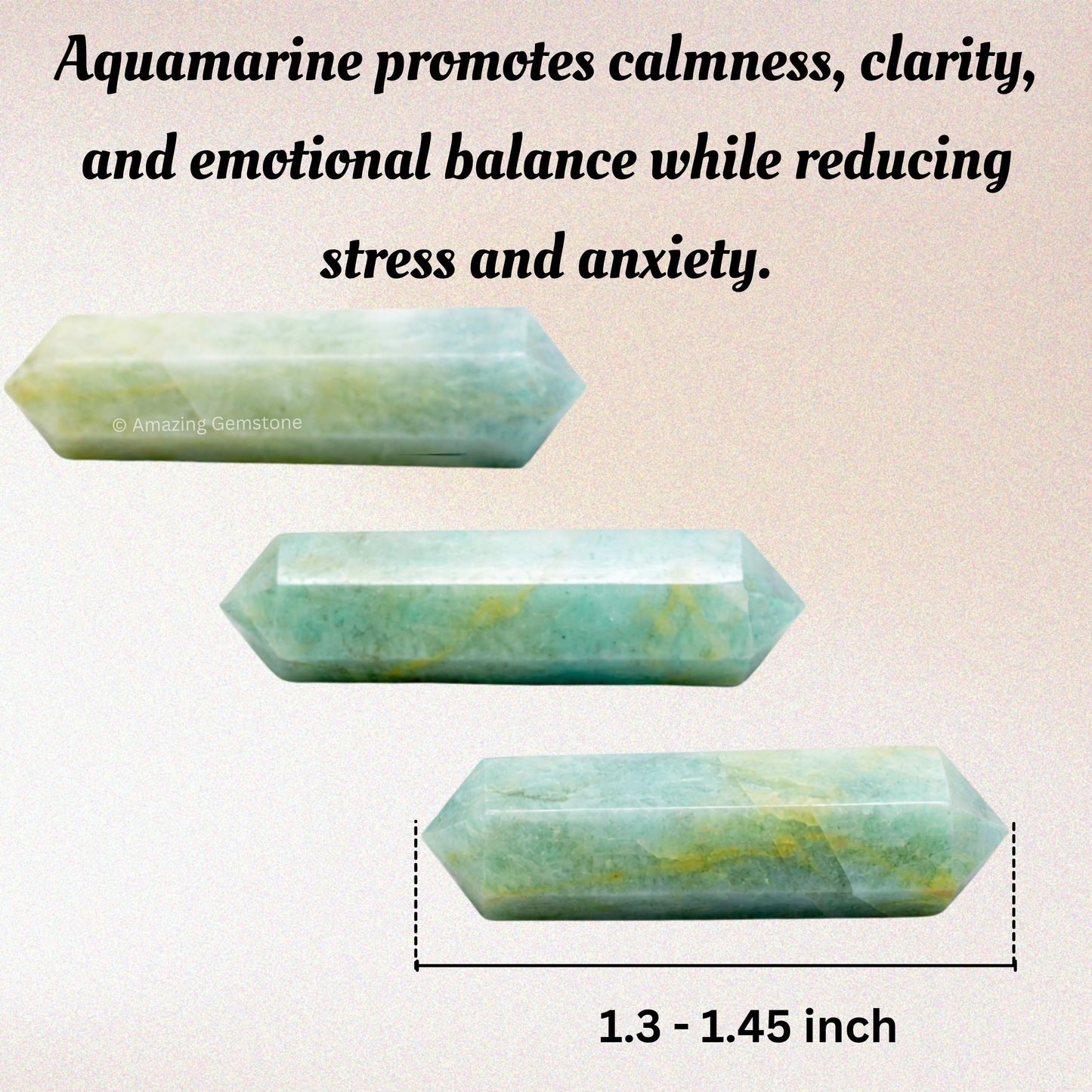 Aquamarine Crystal Points Bulk Healing Crystals and Stones - Pack of 3 Double Terminated Healing Wand Point Bulk Crystals for Crafts, Crystal Grid, DIY Work - Premium Crystals for Beginners Gifts
