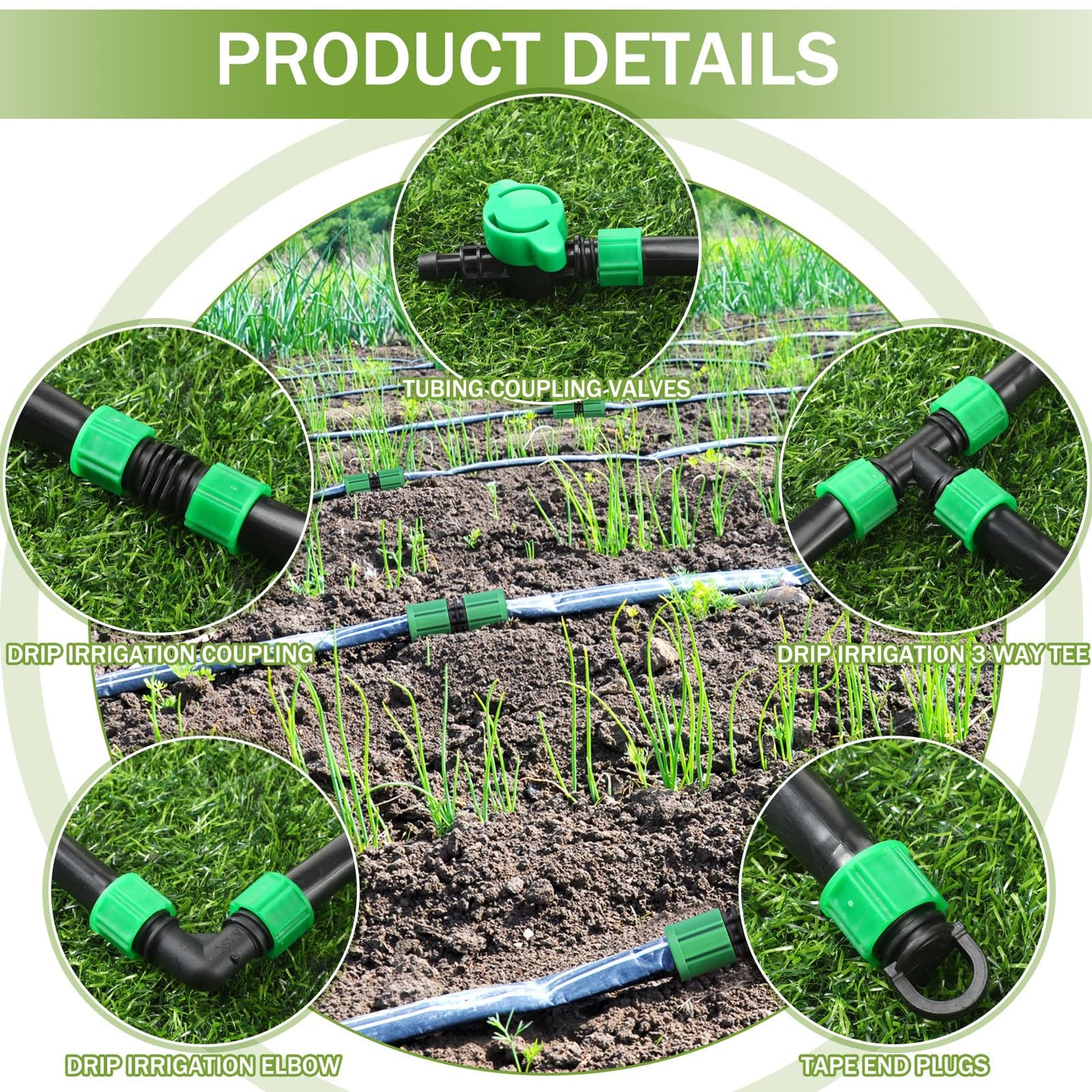 Maasechs 500 ft 5/8 Inch Drip Tape Irrigation Kit Drip Tape 8 Mil 8" Spacing Hose Garden Watering Tubing System Automatic Irrigation Equipment for Plant, Landscape, Yard, Lawn and Farm