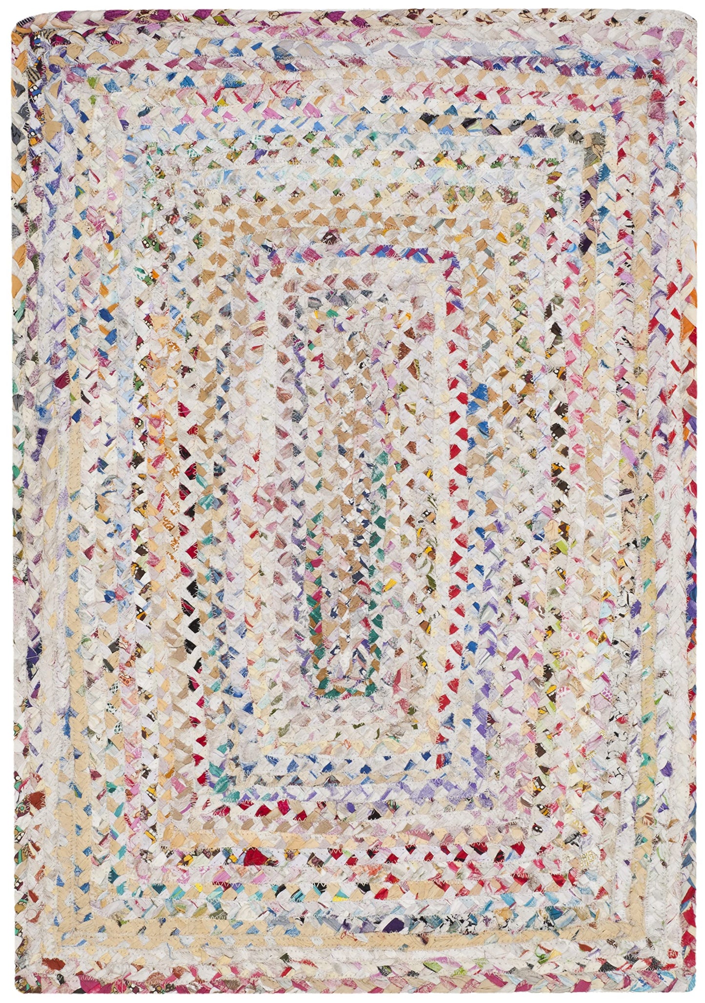SAFAVIEH Braided Collection Accent Rug - 2' 3" x 5', Ivory & Multi, Handmade Boho Reversible Cotton Ideal for Living Room, Bedroom, Kitchen (BRD210B)