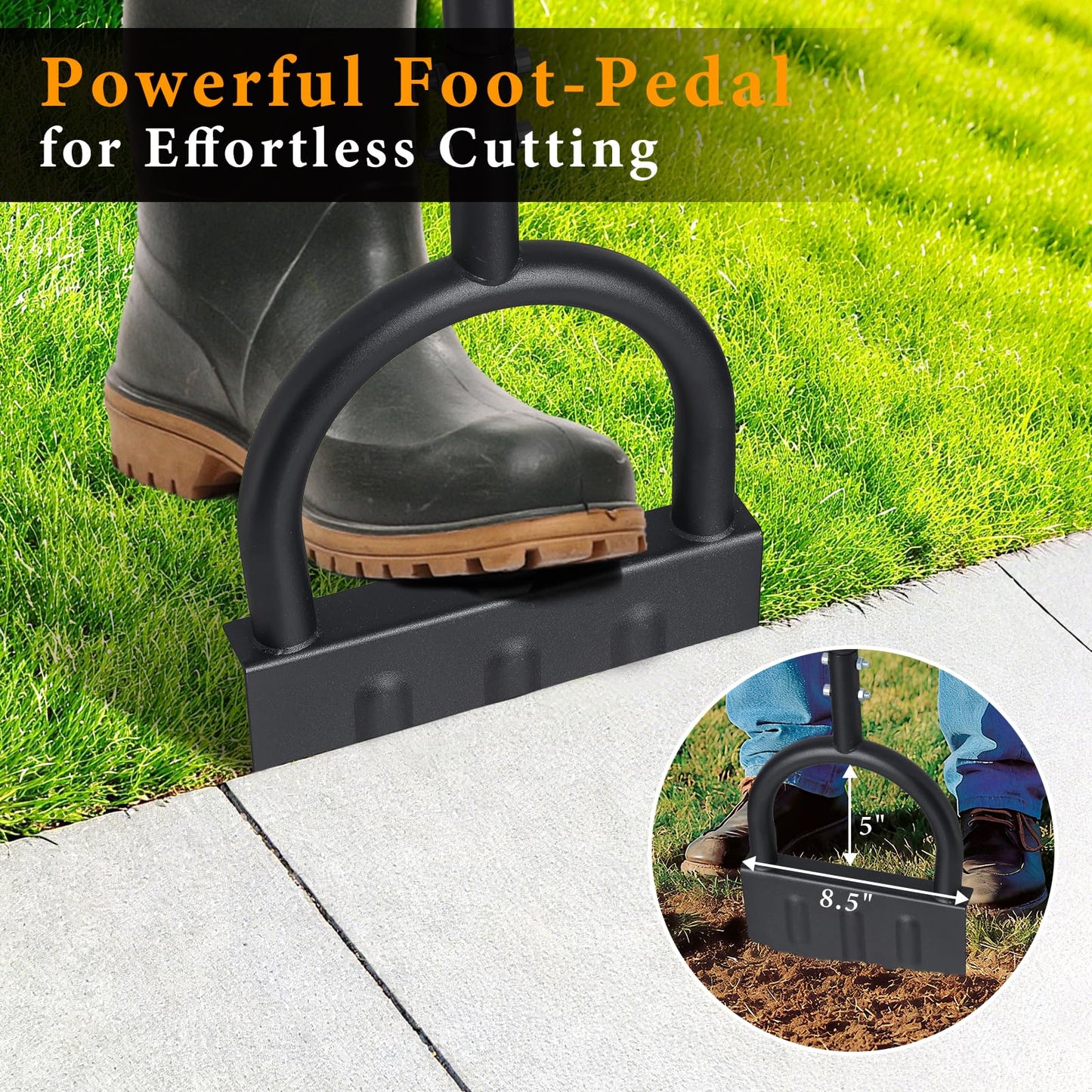 Manual Edger Lawn Tool, 39 Inch V-Shaped Garden Lawn Edger with Foot Pedal & T-Handle for Lawn Care, Heavy Duty Hand Lawn Edging for Driveway, Garden Bed, Sidewalk