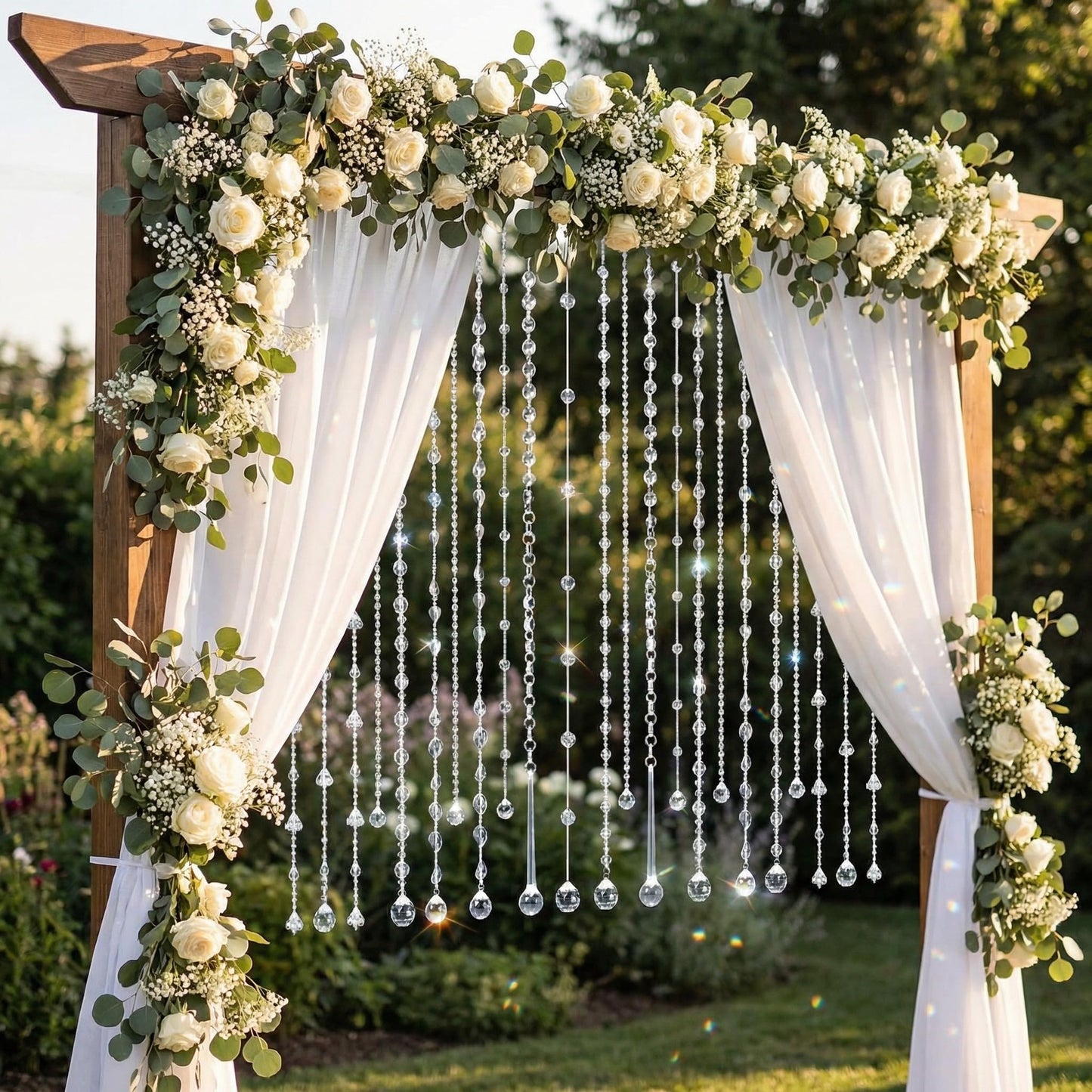 Soulchen 24 Pcs 40 Inch Clear Acrylic Crystal Garland Strands Large Hanging Chandelier Bead Chain String Wedding Icicle Drop Ornaments for Wedding Party Decor