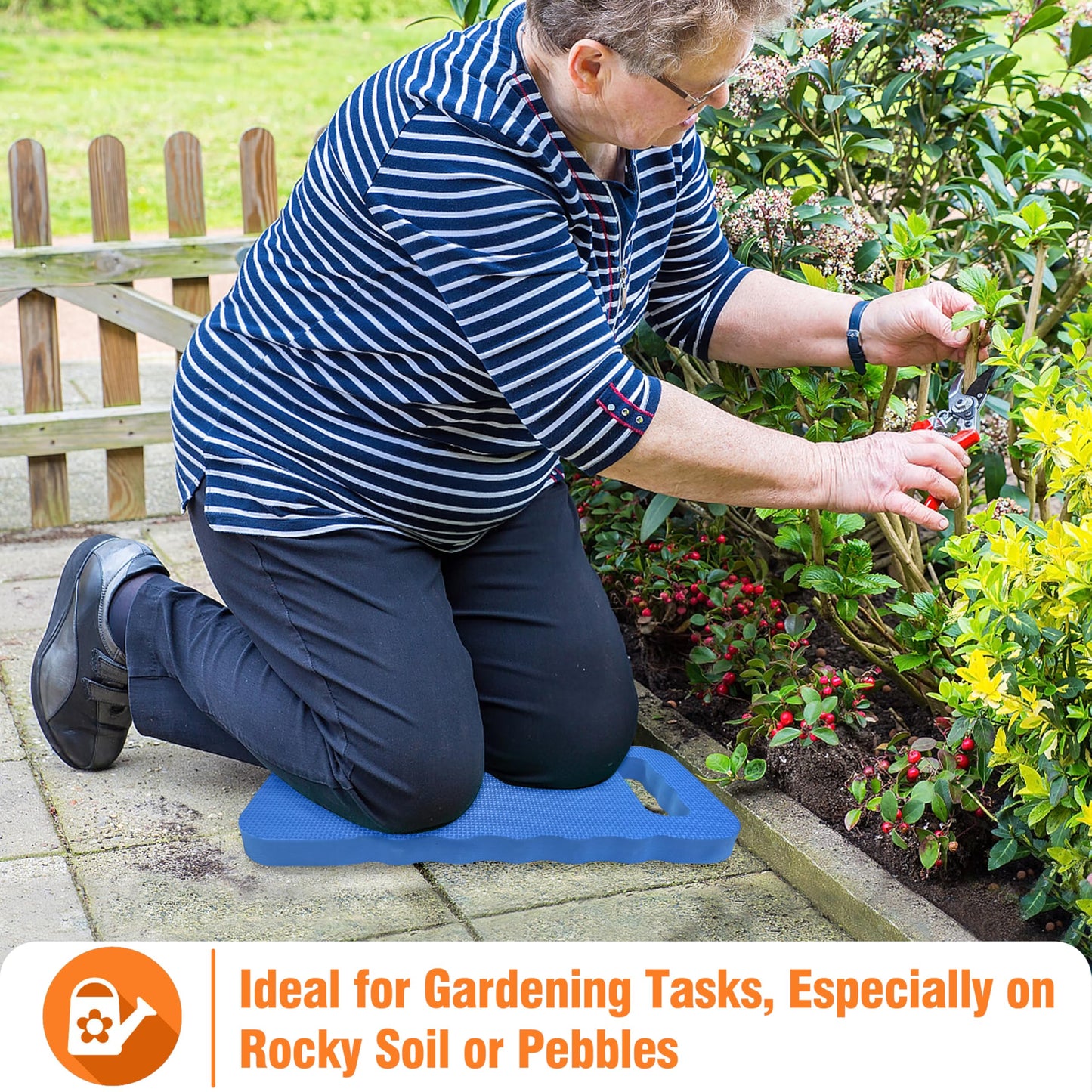 Gardzen Garden Kneeling Pad - for Gardening, Baby Bath, Yoga, Pilates, Exercise, 16"x8"x1", Blue