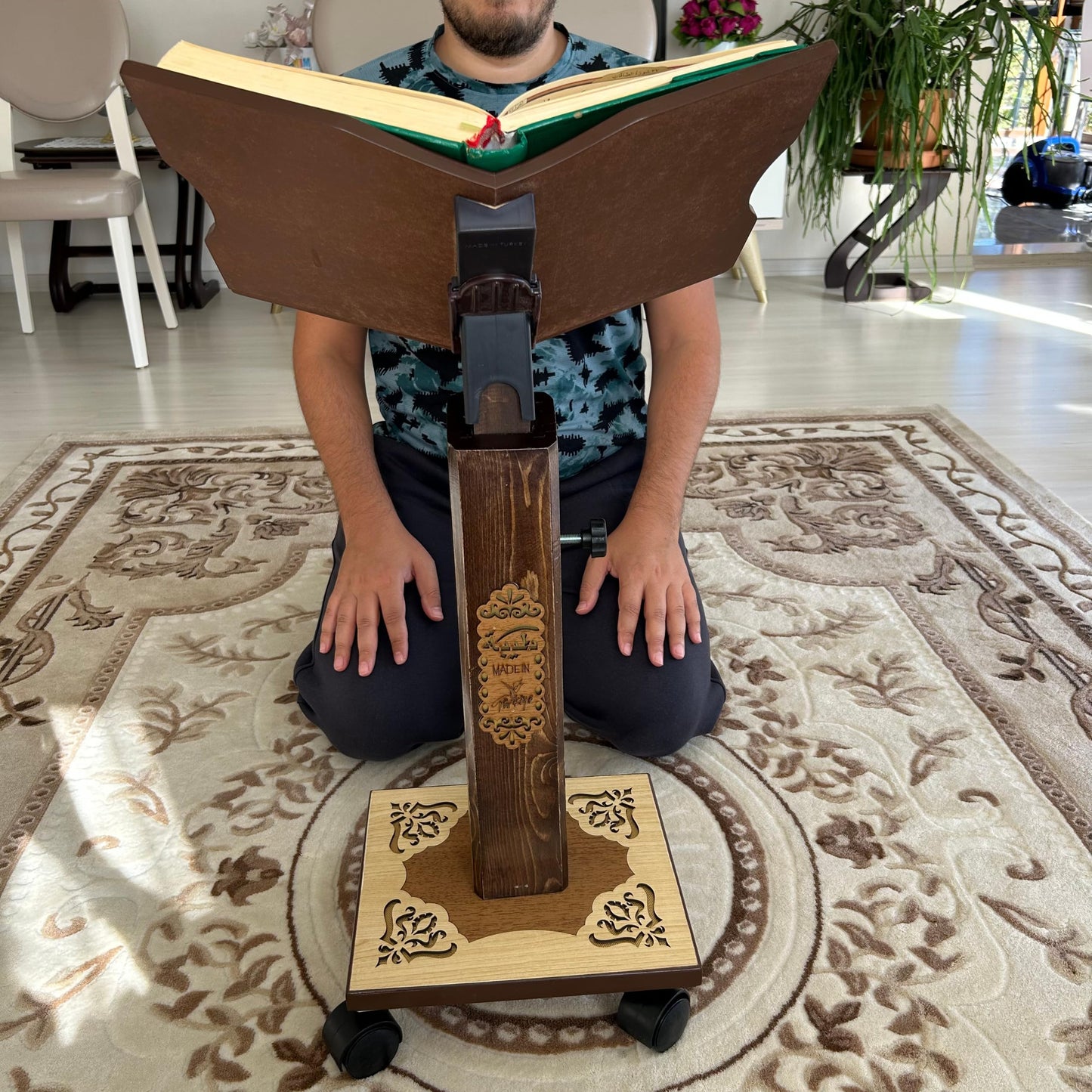 Lux Adjustable Moveable Wooden Book Stand | Quran, Koran Islamic Book Holder | Portable Islamic Book Holder | Reading Desk