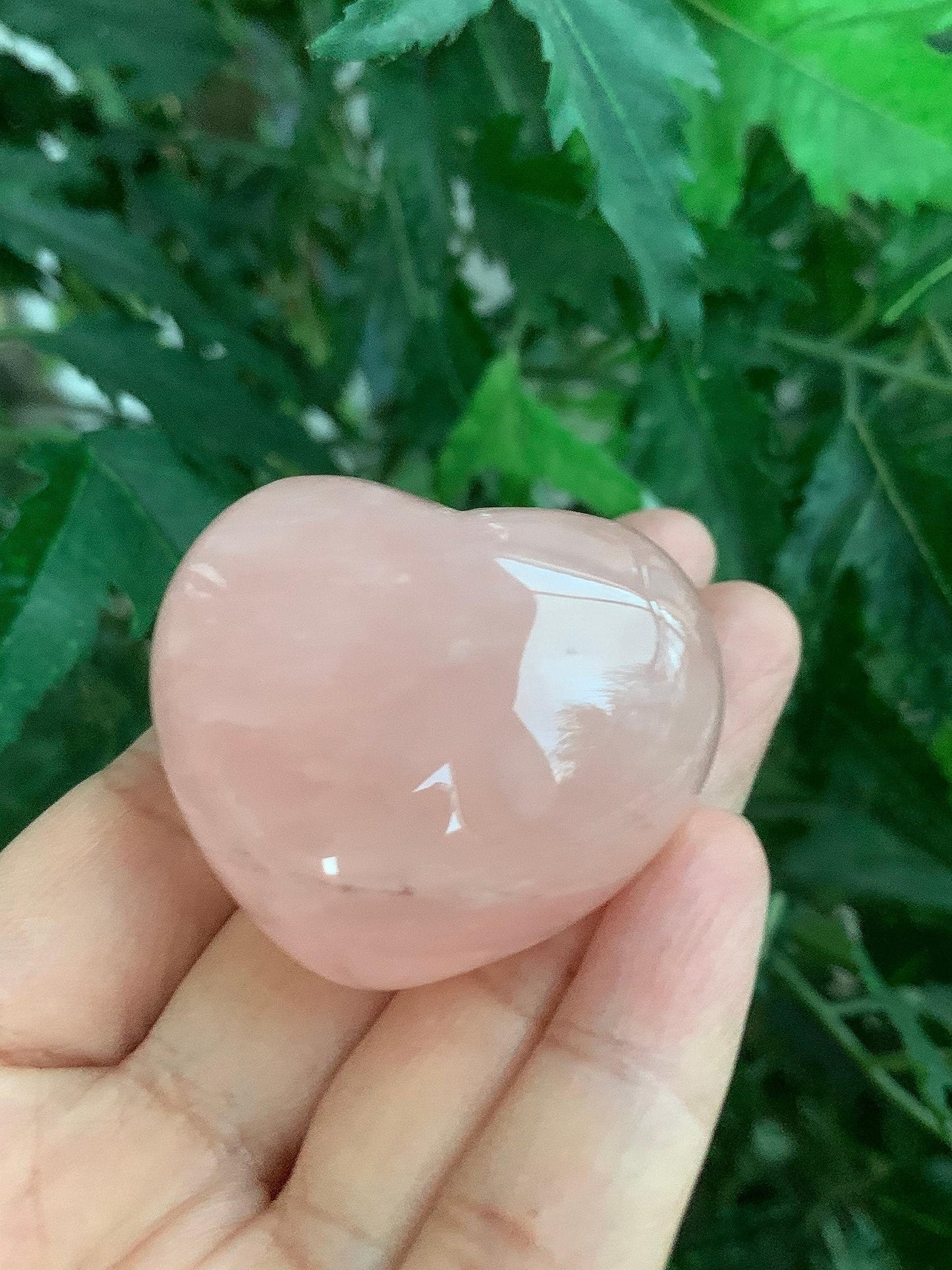 GAF TREASURES Rose Quartz Gemstone Hearts, Polished Rose Quartz Puffy Hearts, Rose Quartz Crystal Palm Stone, Rose Quartz Healing Crystal Hearts (1 Heart)