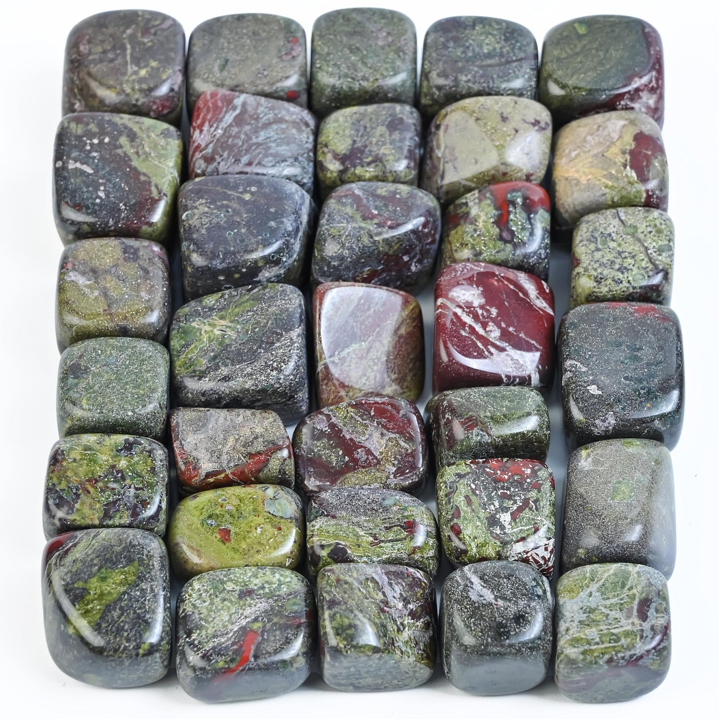 "Crocon 1lb Dragon Bloodstone Tumbled Stones and Crystals Bulk, Polished Stones - Rock Collection - vase Filler tumbles Crystals Healing Reiki - Gemstone Gifts, Good Luck, Fountain tumbles Size 20 mm"