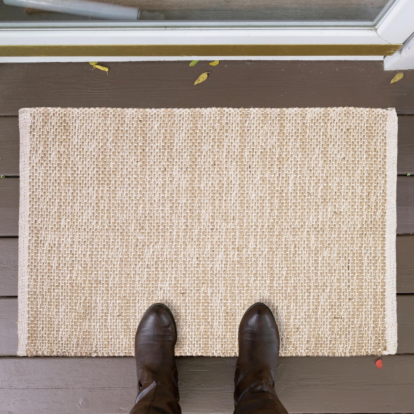Hausattire Jute Woven Area Rug 2'x3' - Natural, Small Boho Farmhouse Rugs for Living Room, Bedroom, Kitchen, Entryway Front Door | Beige Outdoor Indoor Rustic Accent Bathroom Mat - 24x36 Inch