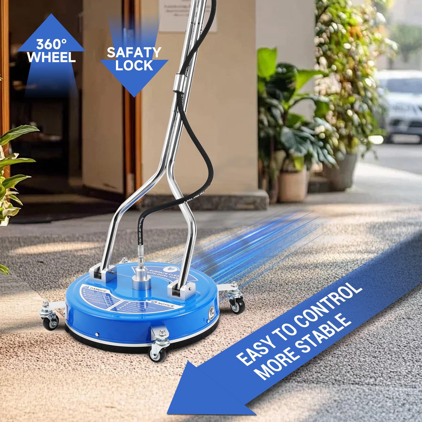 RIDGE WASHER 18’’ Pressure Washer Surface Cleaner, Surface Cleaner with Dual Handle, 4500 PSI Power Washer Surface Cleaners with Wheels for Cleaning Driveways, Sidewalks, Patios