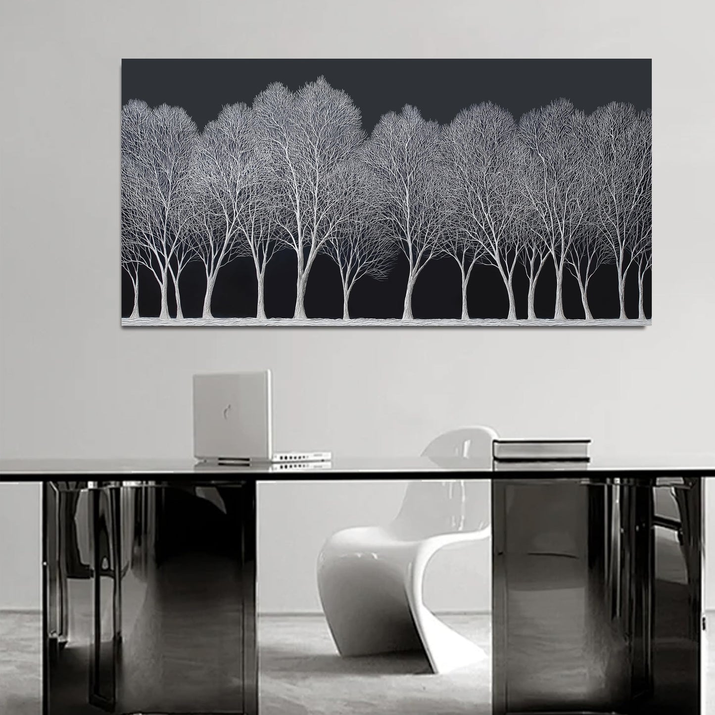 Trogonup Black and White Wall Art for Bedroom Large Forest Picture Landscape Tree Artwork for Living Room Home Office Modern Canvas Prints Ready to Hang 20"x40"