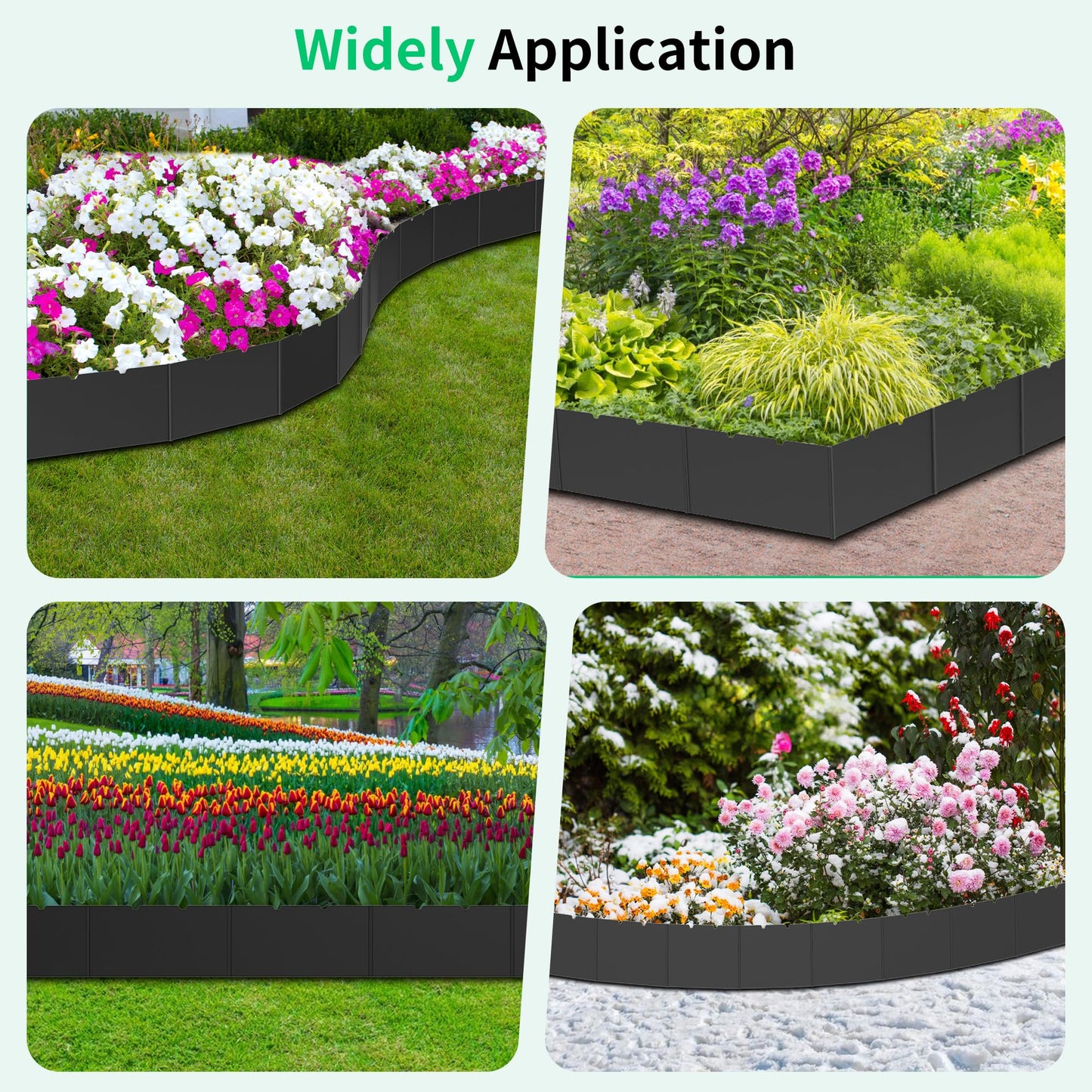 20 Pcs Garden Landscape Edging Border Kits 5.9inch Tall, 19.7ft Flexible Garden Fence Edging with 20 Metal Anchoring Stakes, No Dig Plastic Garden Decorative Border for Flower Bed Lawn Driveway Yard