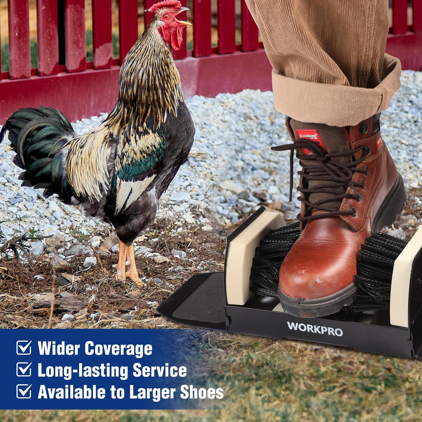 WORKPRO Boot Brush Scraper Extra Wide, Shoe Cleaner Brush, Boot Scrubber, Heavy Duty Boot Cleaning Brush Outdoor