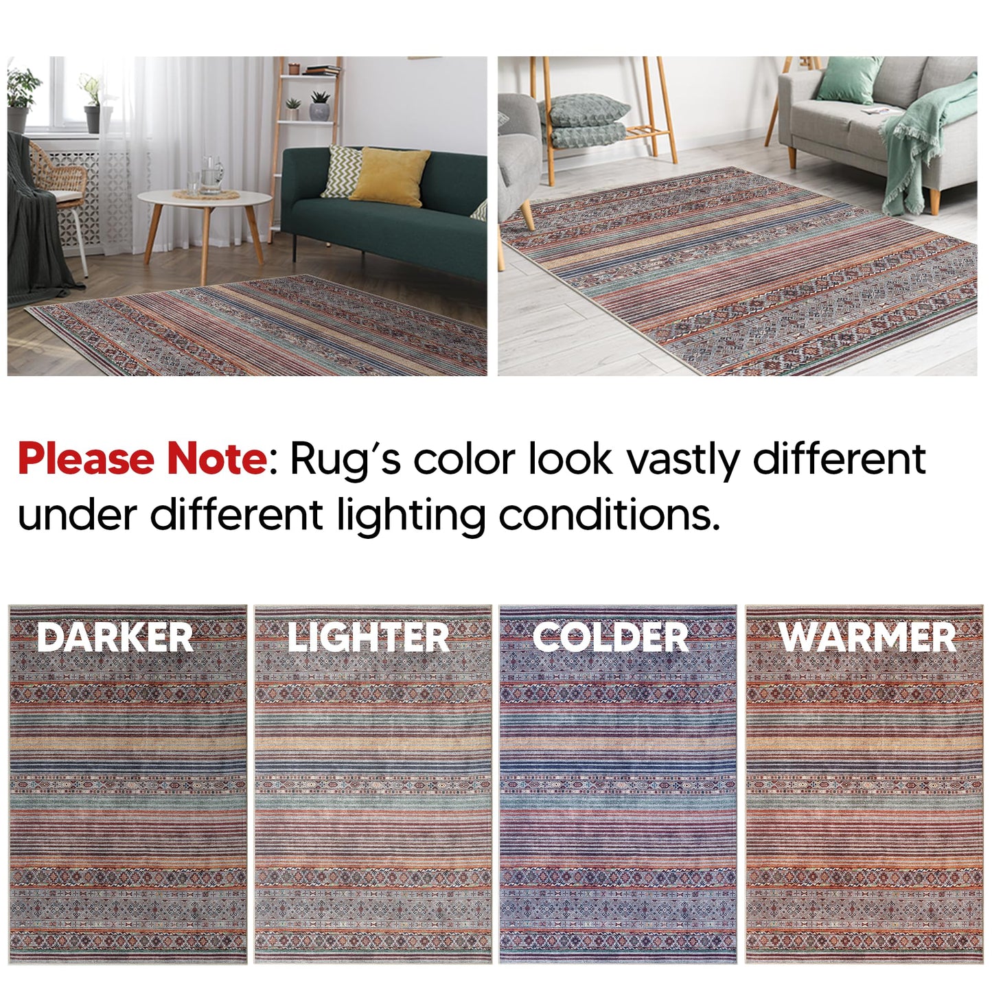 Keen Home Design 3x5 Rug - Machine Washable Entry Rug with Non-Slip Backing, Ideal for Enteryway, Kitchen, Bathroom, Laundry Room - Vintage, Easy Clean, Durable, Low Pile Rug - (3' x 5')