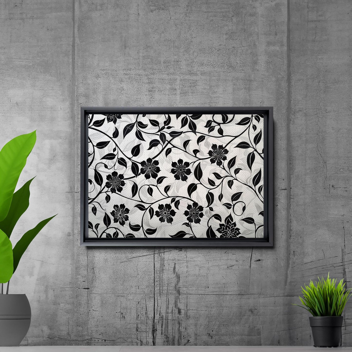 Canvas Print Scandinavian Folk Art Black and Beige Abstract Botanical Wall Art for Scandinavian Home Decor Wall Art, Decor