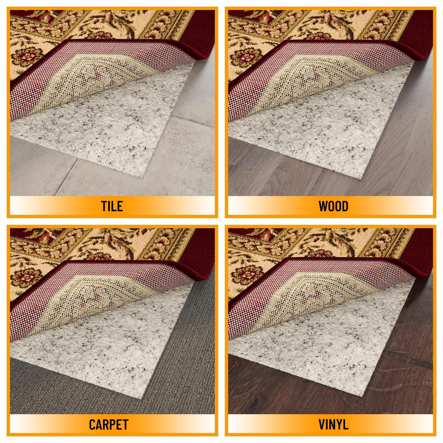 Ottomanson Non Slip Rug Pad Grip 3x23 1/8 Thick, Protection for Any Flooring Surface, Keep Your Runner Rug and Area Rugs in Place, 2'7" x 23', Beige