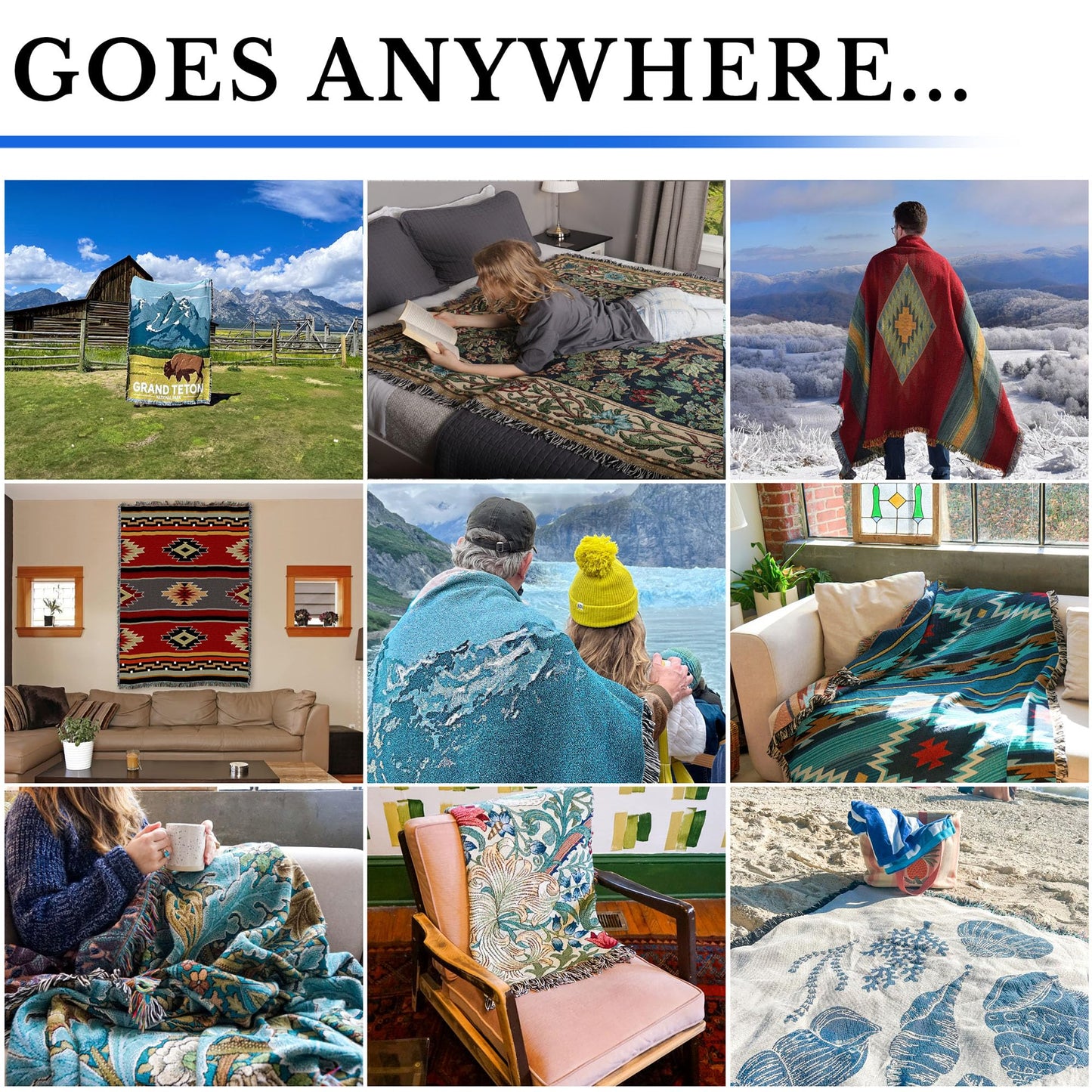 Pure Country Weavers Irish Fisherman Natural Waffle Weave Blanket - Gift Tapestry Throw Woven from Cotton - Made in The USA (69x48)