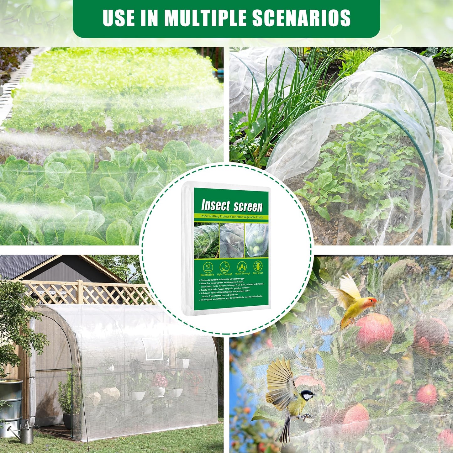 10 X 33 FT Garden Mesh Netting Pest Barrier for Raised Beds, Fruit Tree Netting for Cicadas, Bird Insect Nettings for Gardening, Blueberry Bush Strawberry Nettings Cover for Garden Protection