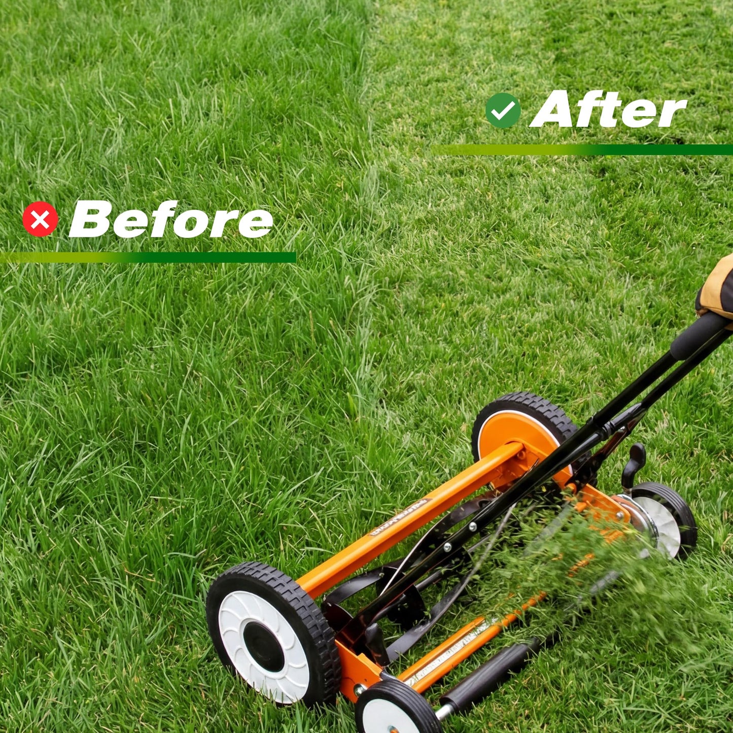 Walensee Push Reel Lawn Mower, 20-Inch 5-Blade Cordless Manual Reel Lawn Mower, Walk-Behind Steel Lawn Mower with 9-Position Cutting Height Adjustment & Sponge Grip