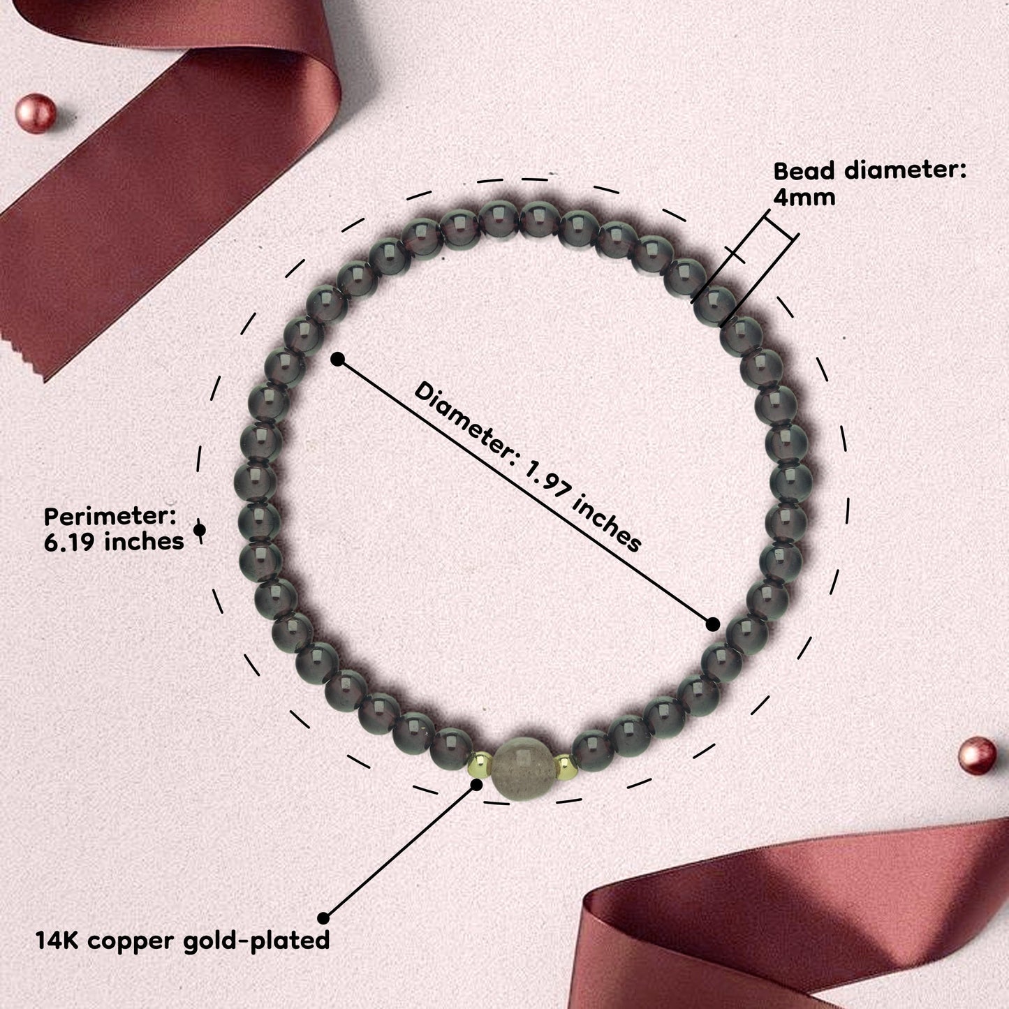 CNYTPE Garnet Bracelet for Women – Red Garnet Jewelry, Healing Crystal Bracelet, Handmade Gemstone Jewelry, Symbol of Love, Happiness & Harmony (Garnet & Strawberry Quartz Single-Strand)