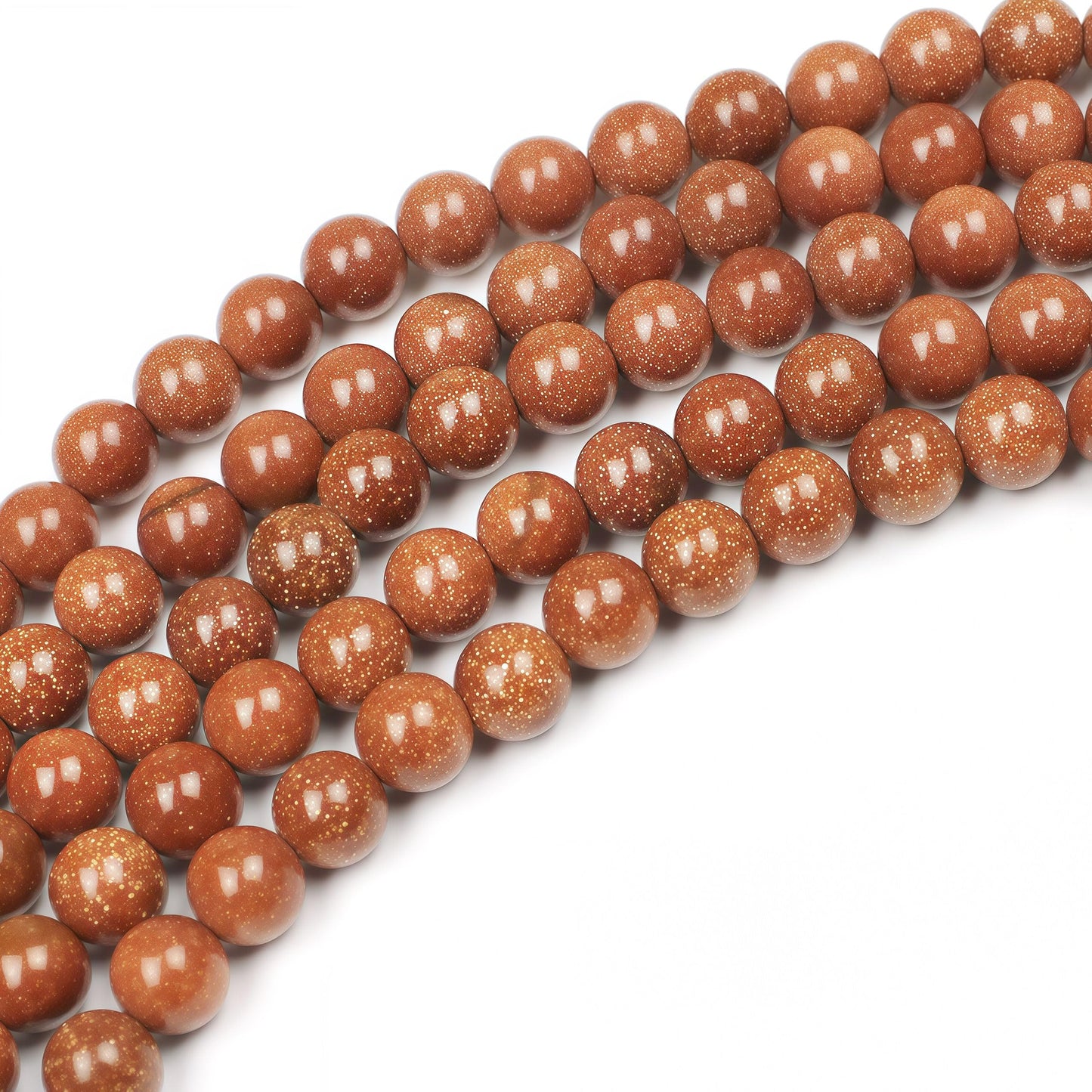 MJDCB AAA Natural Gold Sand Gemstone Loose Round Beads Spacer Beads for Jewelry Making (6mm)