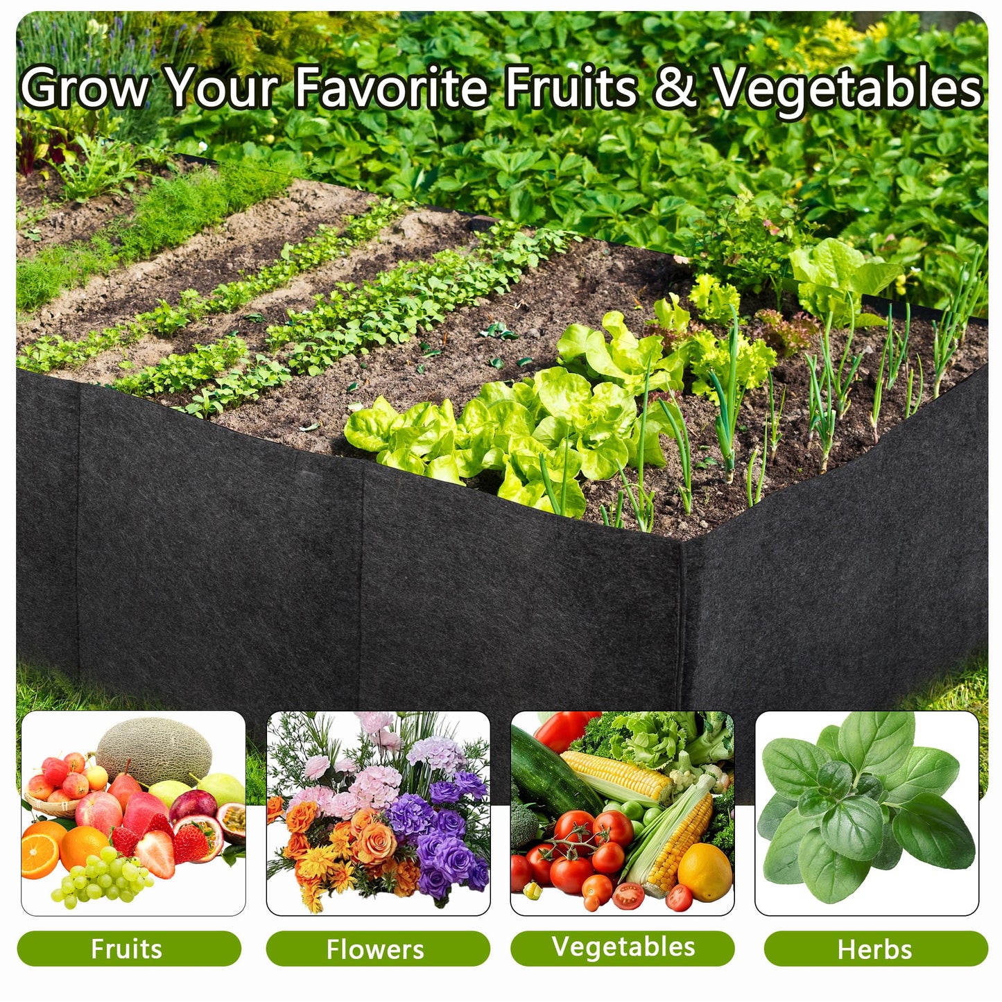 FVOTNW 8 Grids Fabric Raised Garden Beds, 4x2x1ft Thickened 400G Square Fabric Grow Bags with Handles,Indoor Outdoor Fabric Plant Pots Planter for Vegetables, Herbs, Flowers