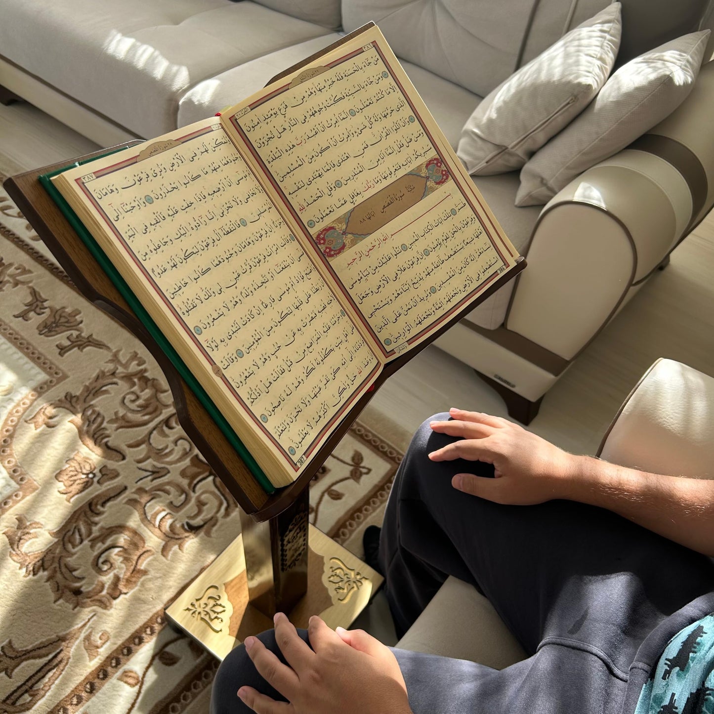 Lux Adjustable Moveable Wooden Book Stand | Quran, Koran Islamic Book Holder | Portable Islamic Book Holder | Reading Desk