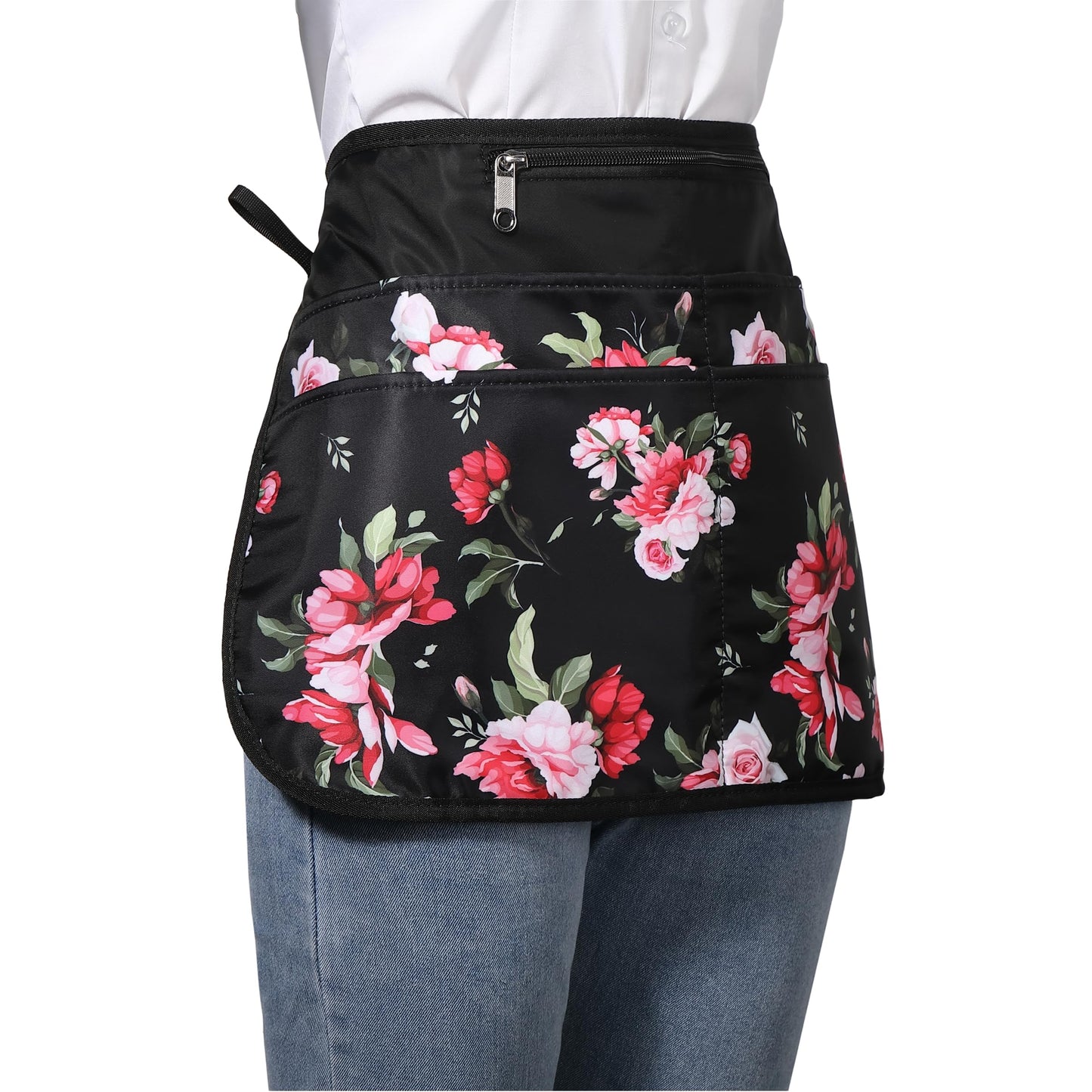 Bafelia Garden Apron for Women with 6 Pocket,Half Florist Apron (Peony)