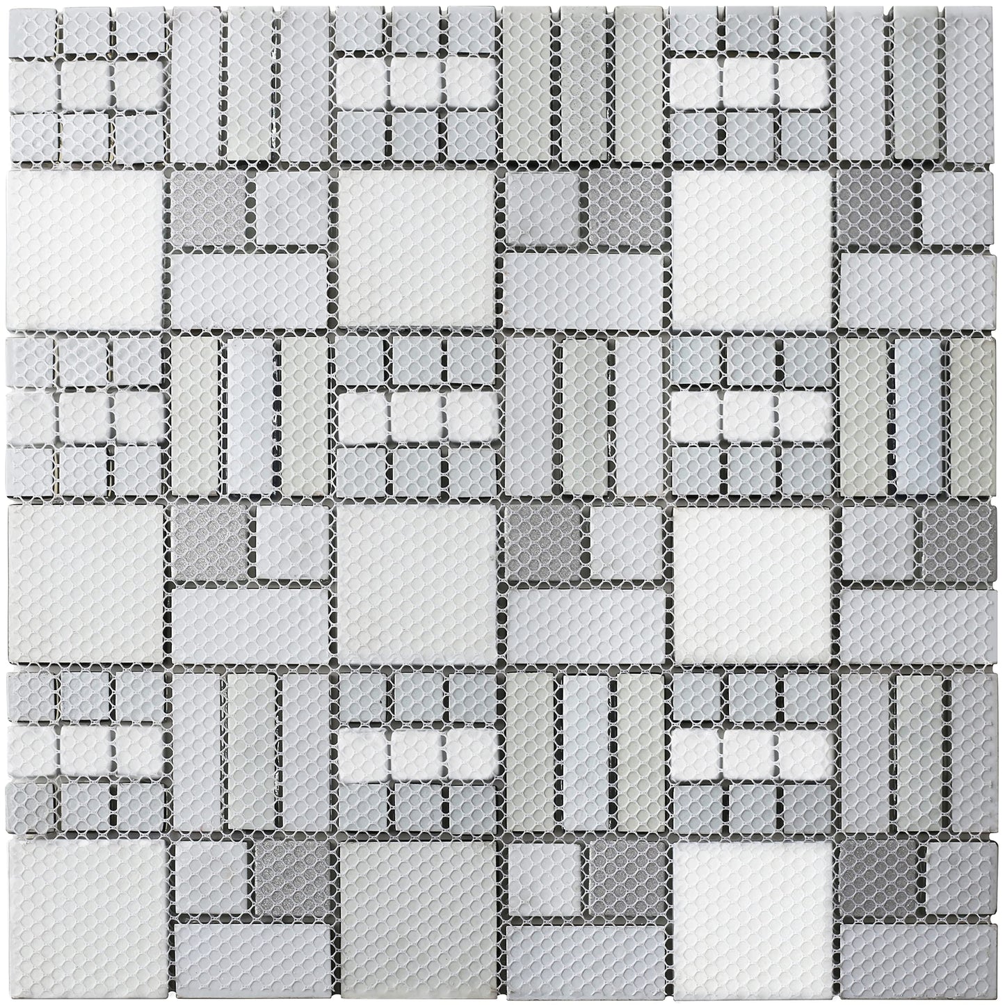 Blujellyfish Metallic Glass Mosaic Tiles Silver Gray 100% Glass Tile Water Resistant for Kitchen Backsplash Bathroom Shower Accent Wall Decor TSTGT151 (5 Square Feet)