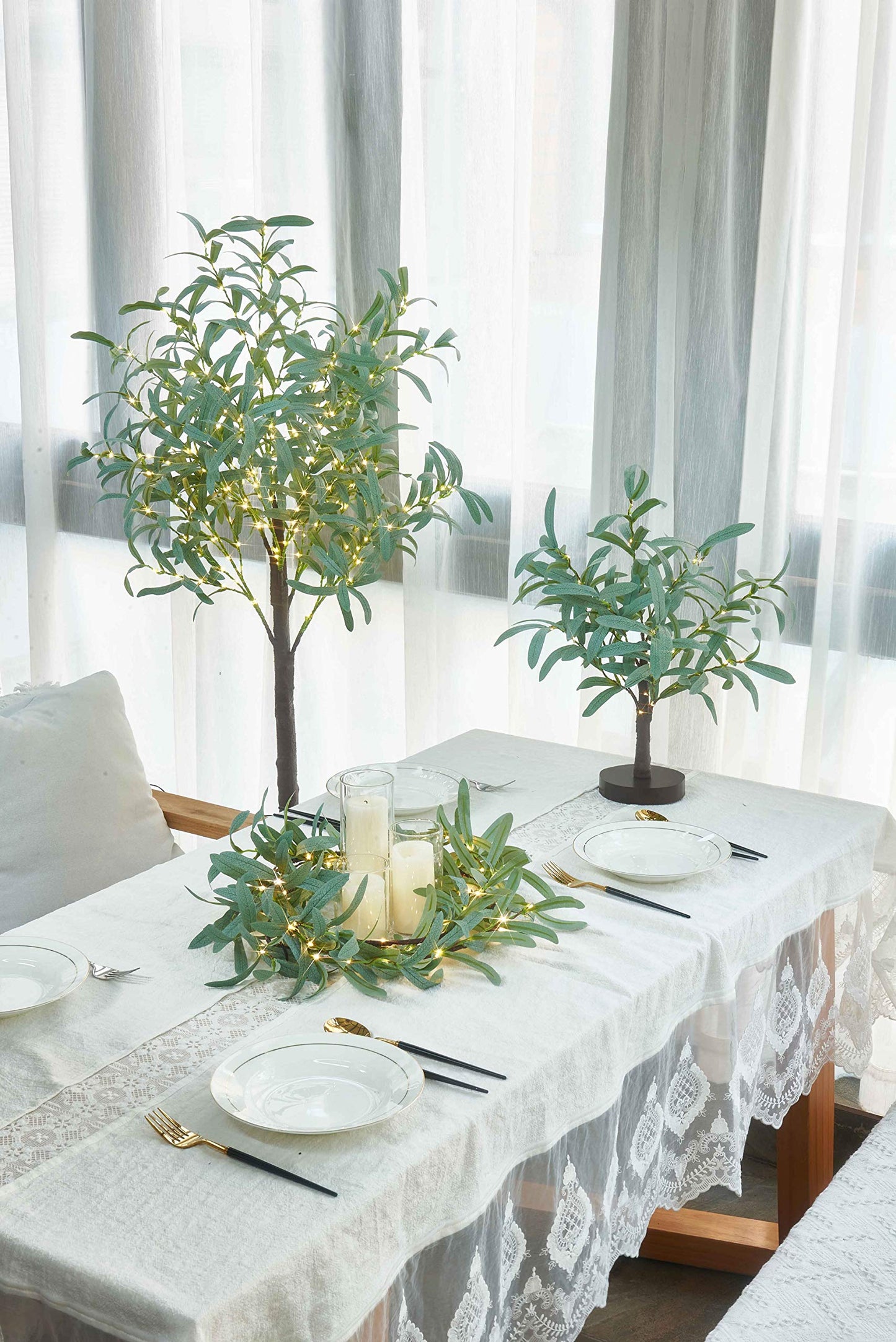LITBLOOM Lighted Olive Garland Battery Operated with Timer 96 Fairy Lights 6FT, Artificial Greenery Twig Vine Lights for Christmas Spring Fireplace Mantle Decoration Indoor Outdoor