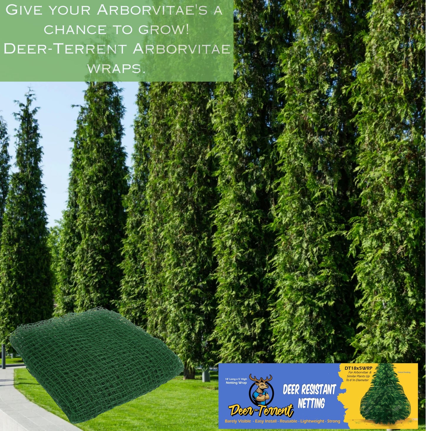 Deer-Terrent Deer Fencing – Heavy Duty Bird Netting, Chicken Coop, Fruit Trees, Plants, Plastic Fence, Bird Screen, Outdoor Cover, Garden Protection, Net Material, 18'x 5'