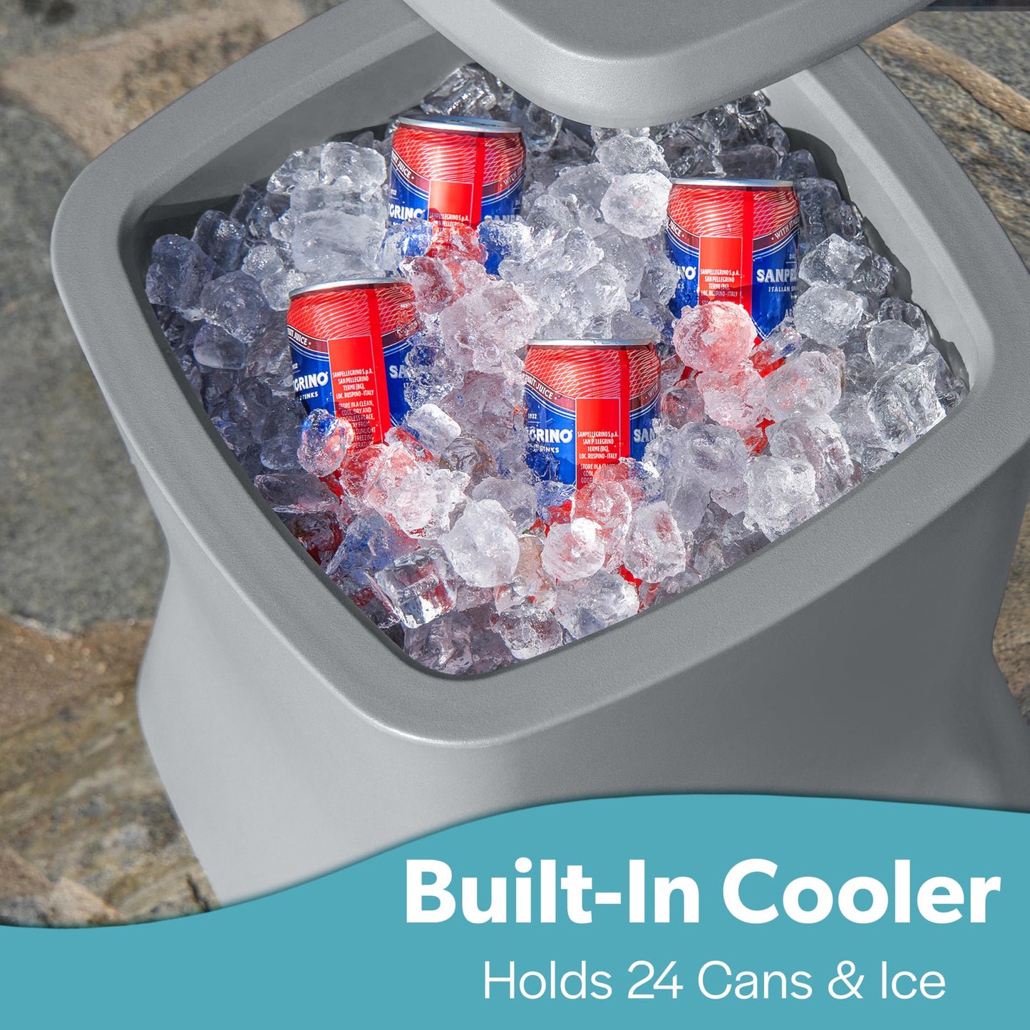 Coast Modern Outdoor Side Table Cooler - 2 in 1 Patio Decor Storage Table & Ice Chest - 25 QT - Gray