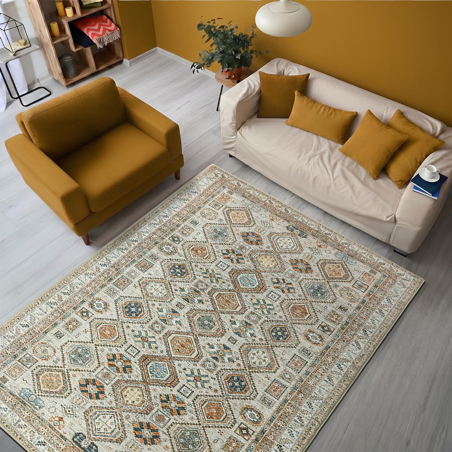 Keen Home Design 3x5 Rug - Machine Washable Entry Rug with Non-Slip Backing, Ideal for Enteryway, Kitchen, Bathroom, Laundry Room - Vintage, Easy Clean, Durable, Low Pile Rug - (3' x 5')