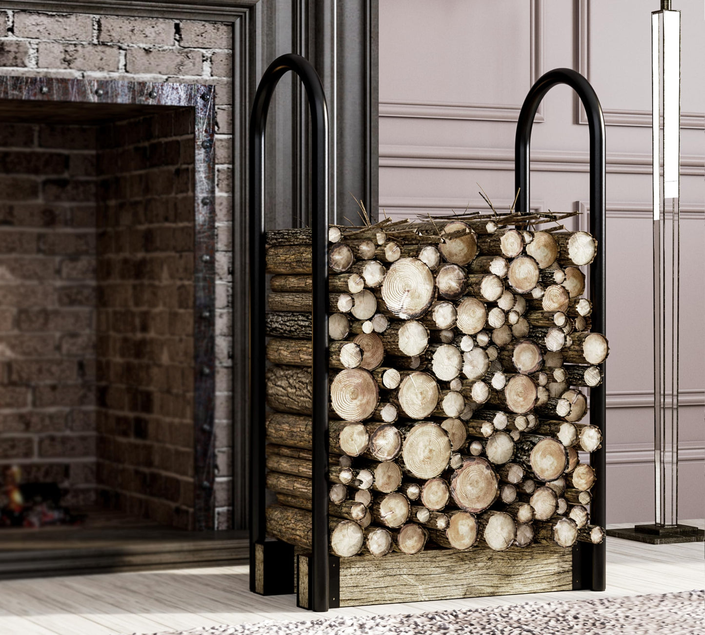 Fire Beauty Firewood Rack Log Holder,Log Storage Holder,Storage Rack,Firewood Stacker for Fireplace Indoor Outdoor(Adjustable)