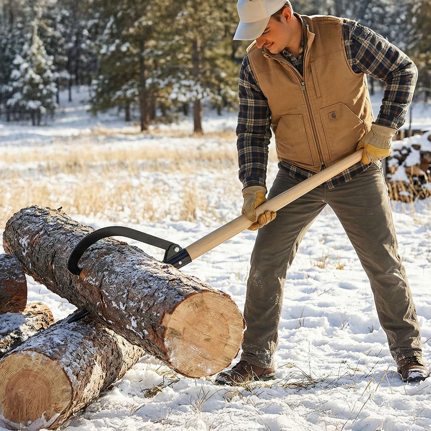 Log Peavey and Cant Hook Tool – 49-inch Wood Handle for Separating Stacked Firewood - Retractable 18-inch Opening for Turning Logs by Earth Worth
