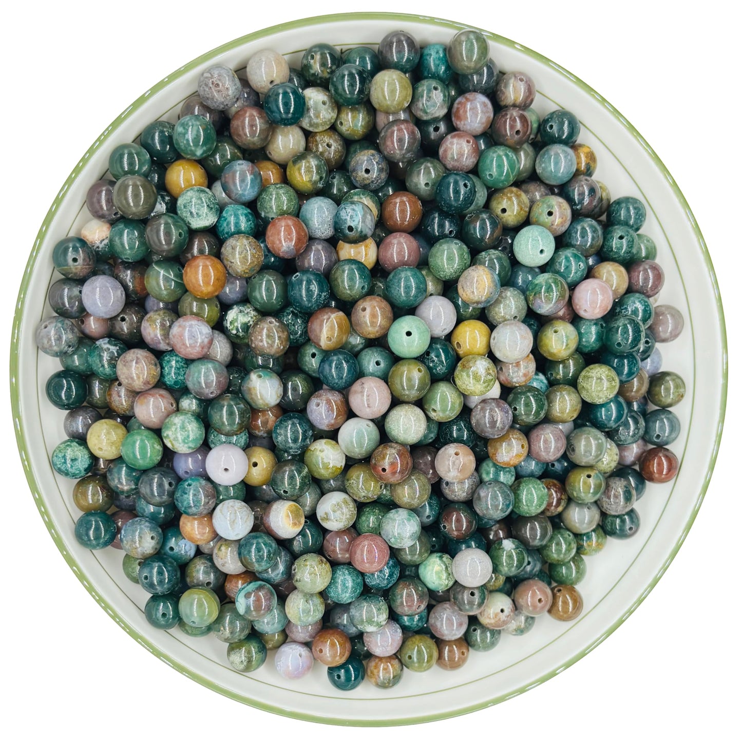 WHNKFB 8mm 50PCS Natural Indian Agate Round Beads, Smooth Polished Loose Stone Beads for Jewelry Making Craft - 4mm 6mm 8mm 10mm Options with Free Elastic Cord