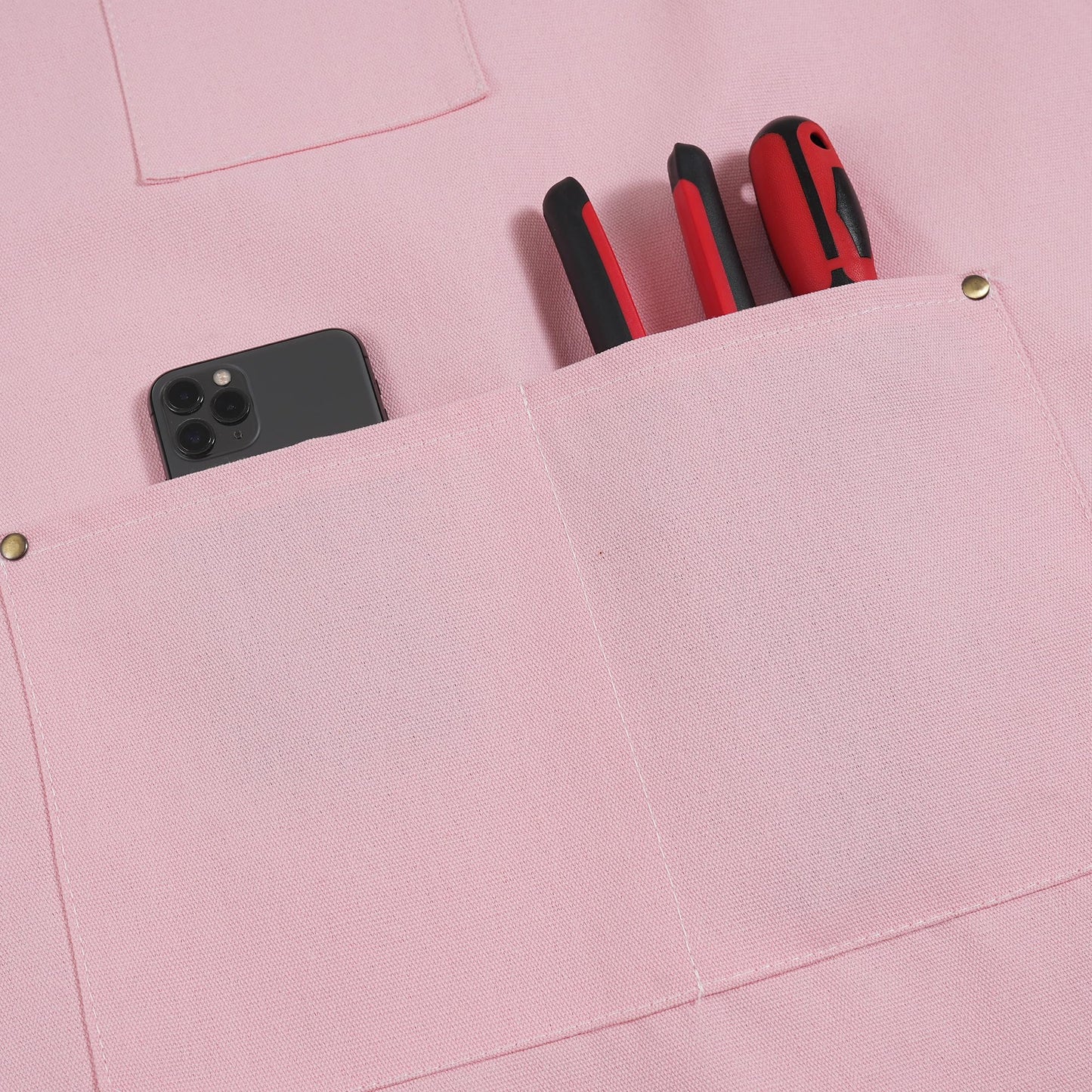ARBINSON Chef Aprons for Men Canvas Apron with Large Pockets and Adjustable Neck Strap for Cooking, BBQ, Gardening (Pink)