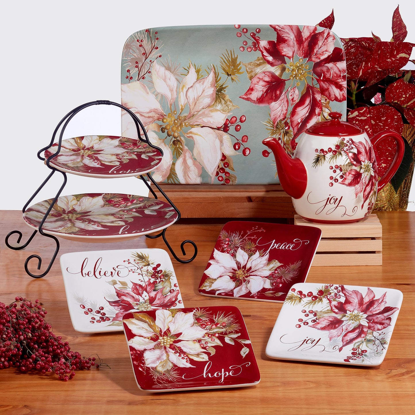 Certified International Winters Joy 16 Piece Dinnerware Set, Service for 4