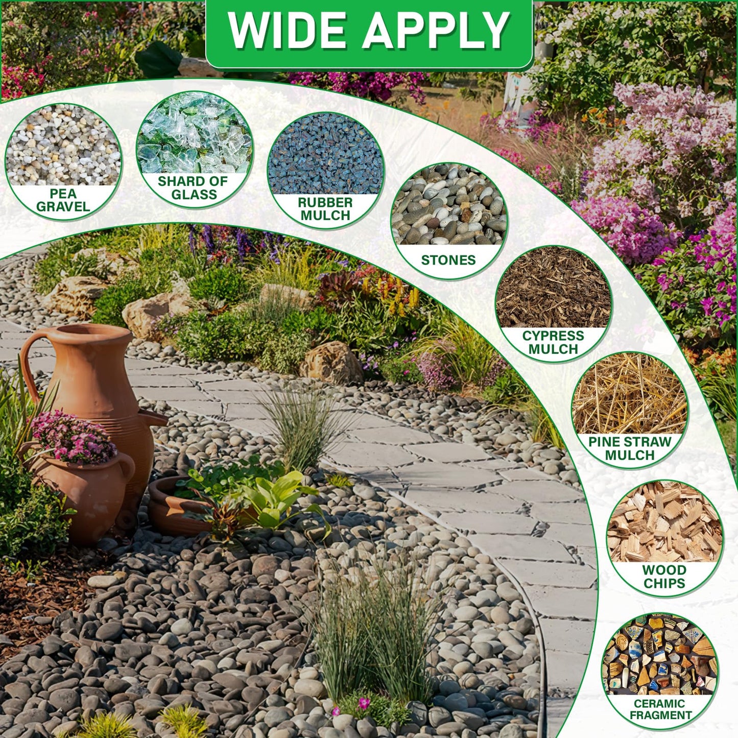 Mulch Glue for Landscaping 1.1Gallon, Rock Glue Pea Gravel Stones Binder, Long-Lasting Strong Safe Bond Lock Rubber Mulch for Cypress, Lawn, Patio, Garden